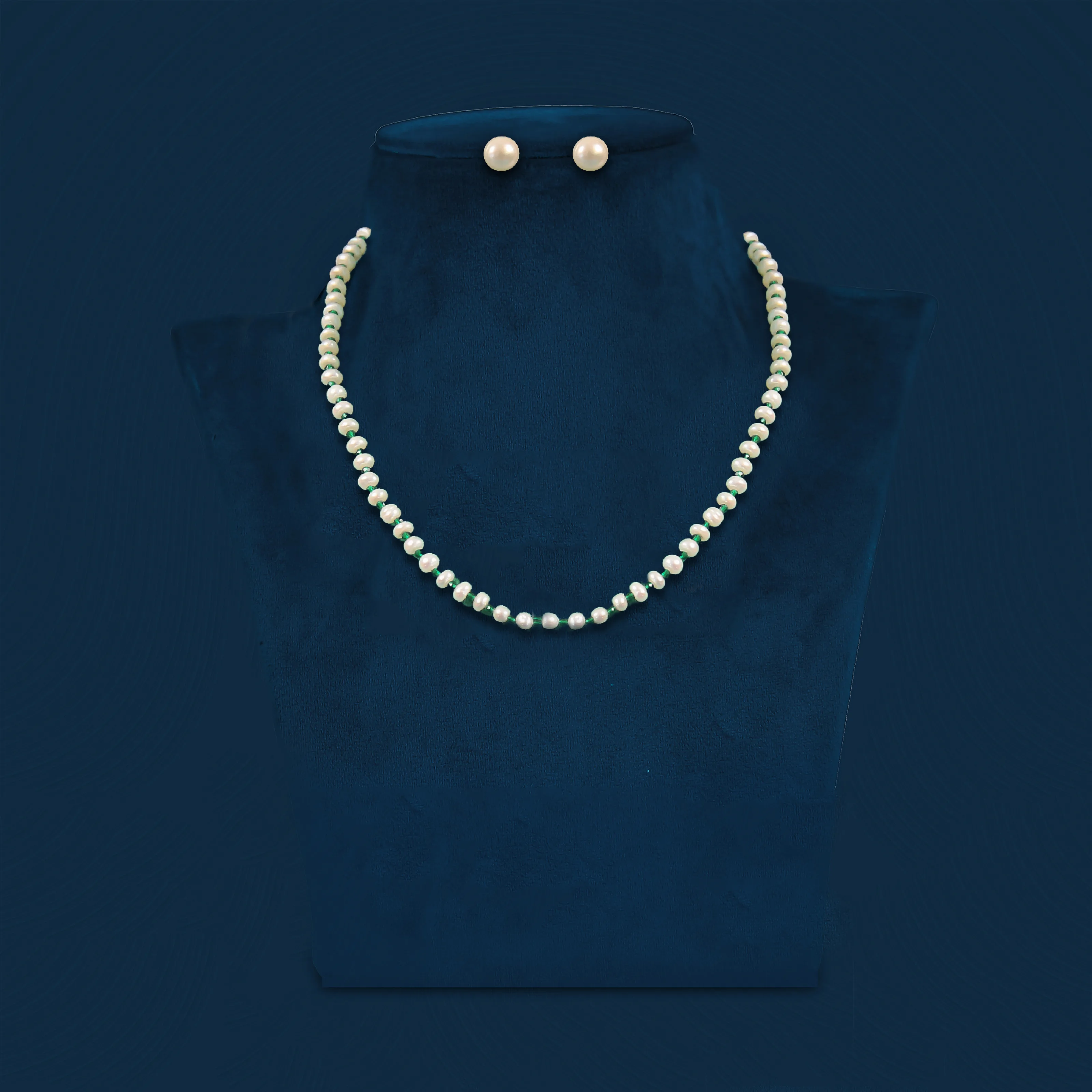 white pearl mala with earring