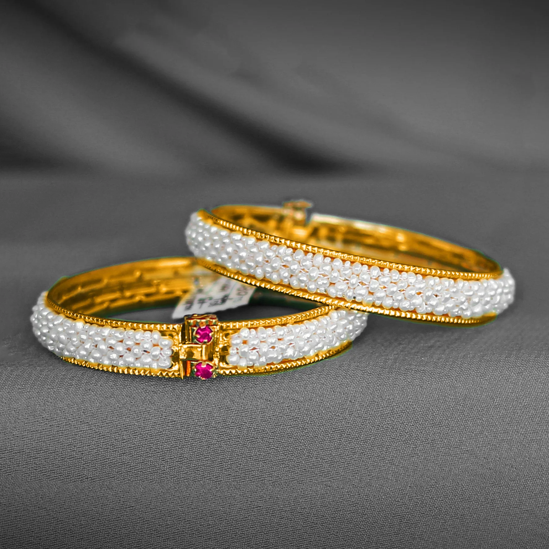 Pearl Pink Stone Bangles