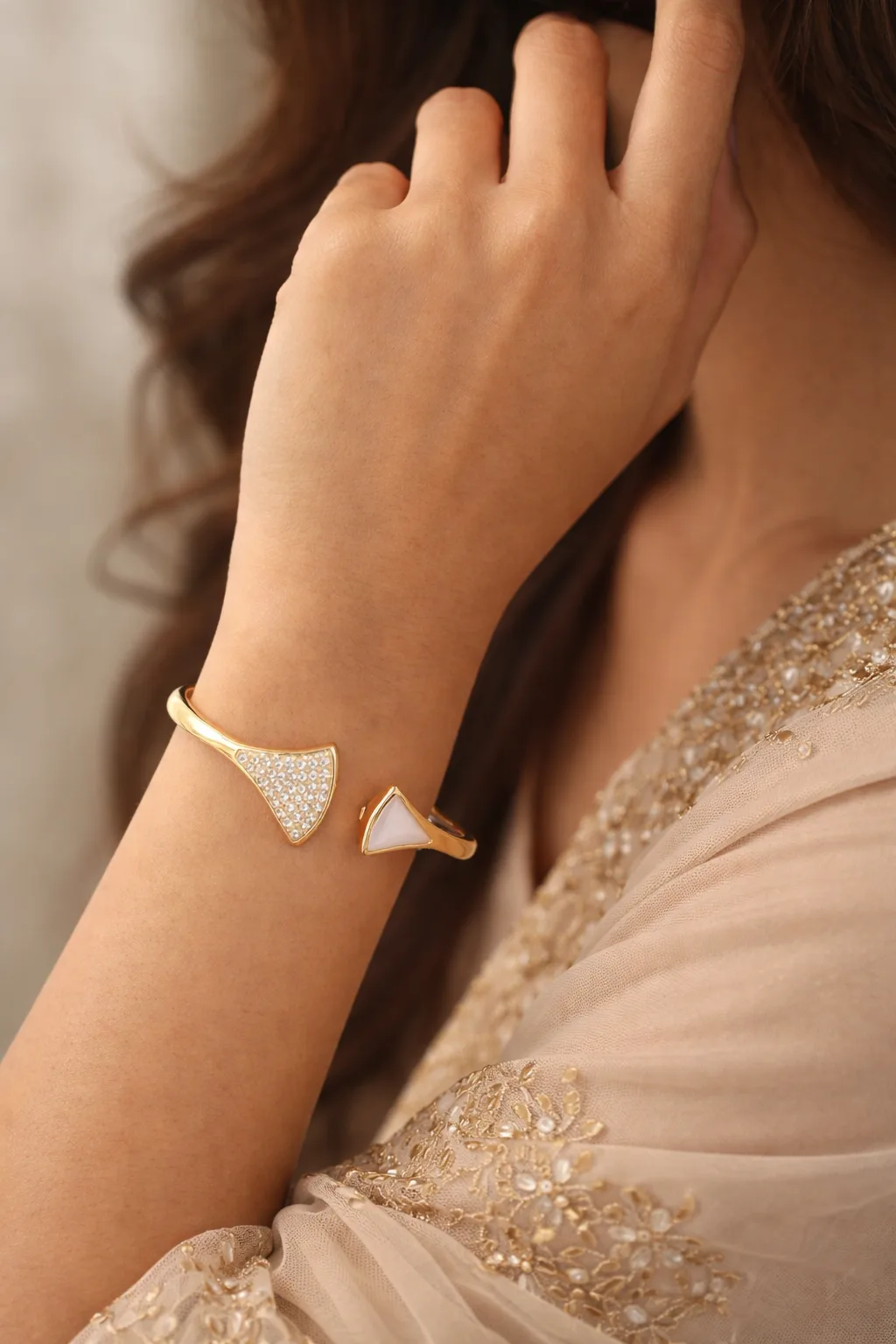Elegant Gold Plated Open Cuff Bracelet for Women