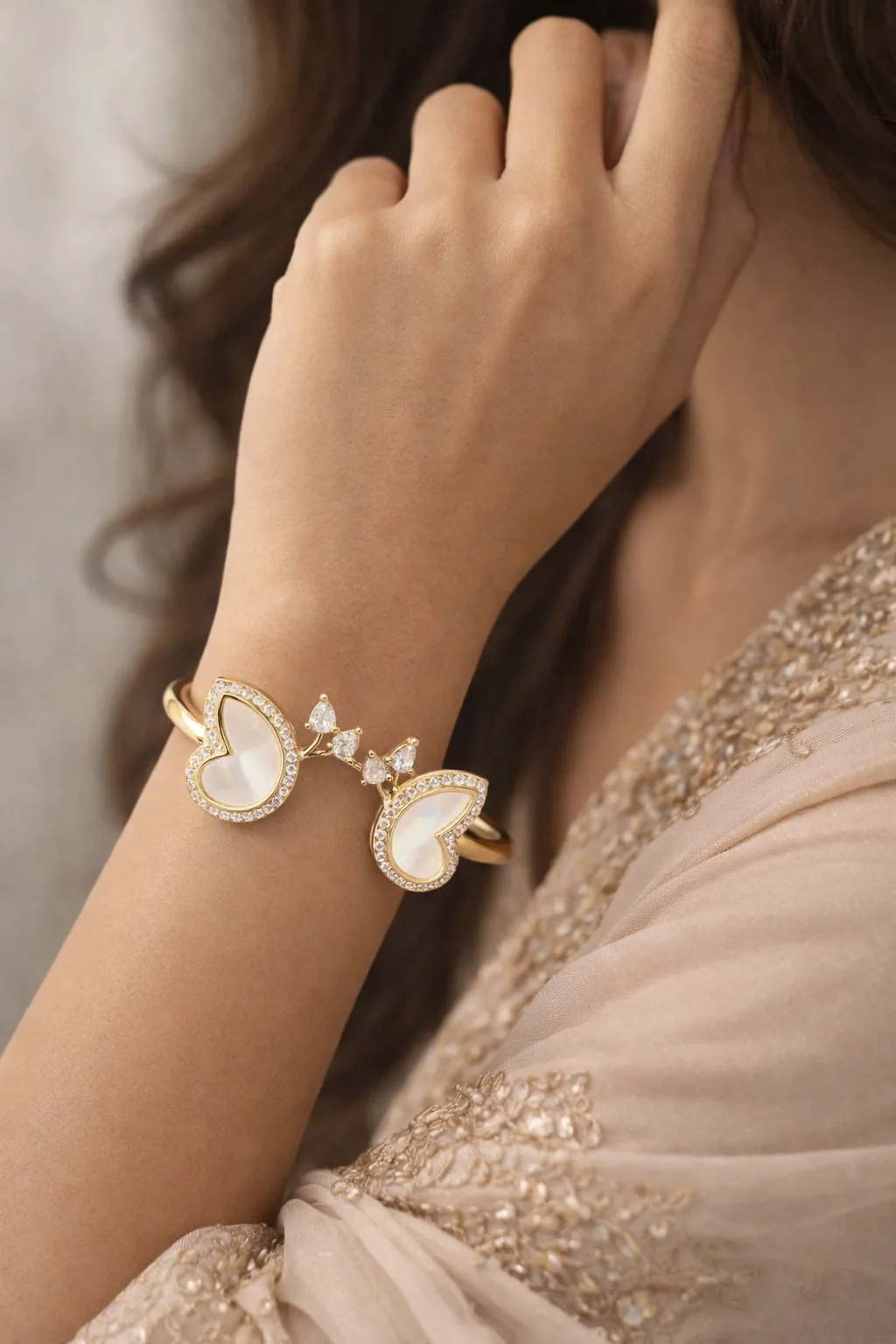 Elegant Gold Plated Butterfly Open Cuff Bracelet for Women