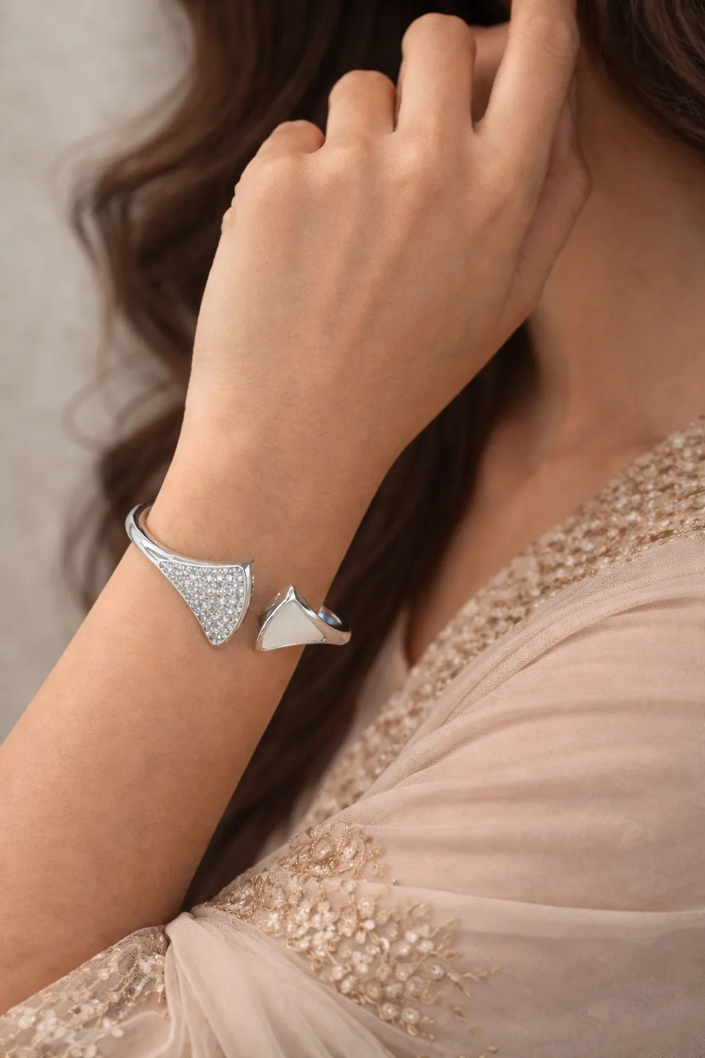 Elegant Silver Plated Open Cuff Bracelet for Women