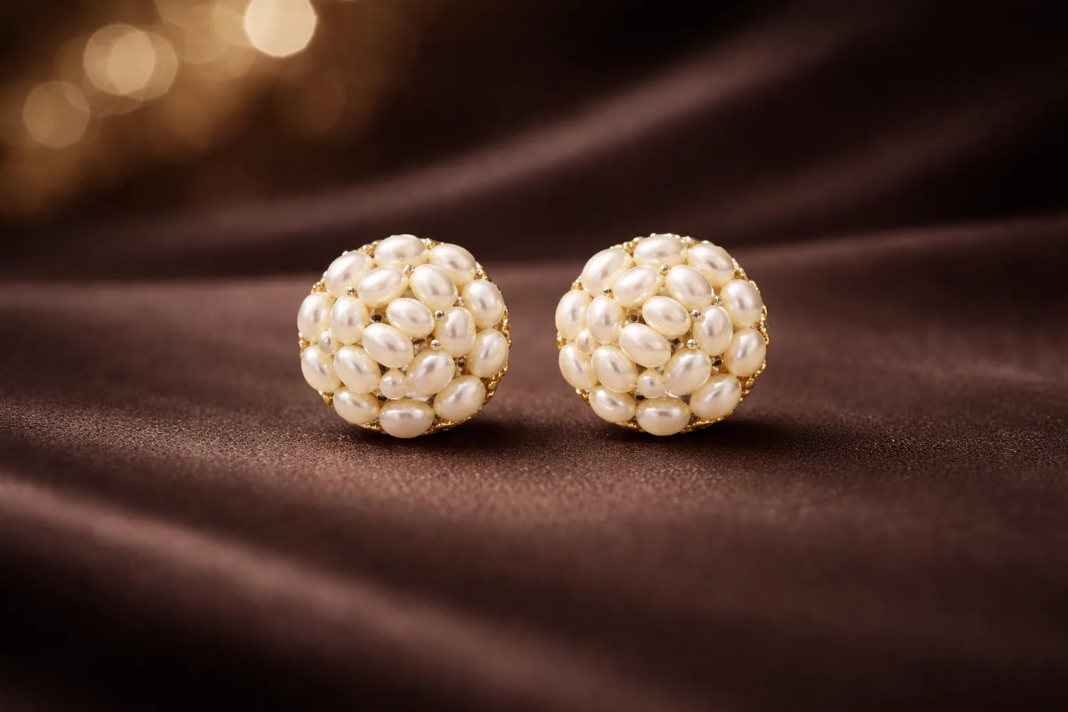 Classic Pearl Stud Earrings for Women | Round Designer Pearl