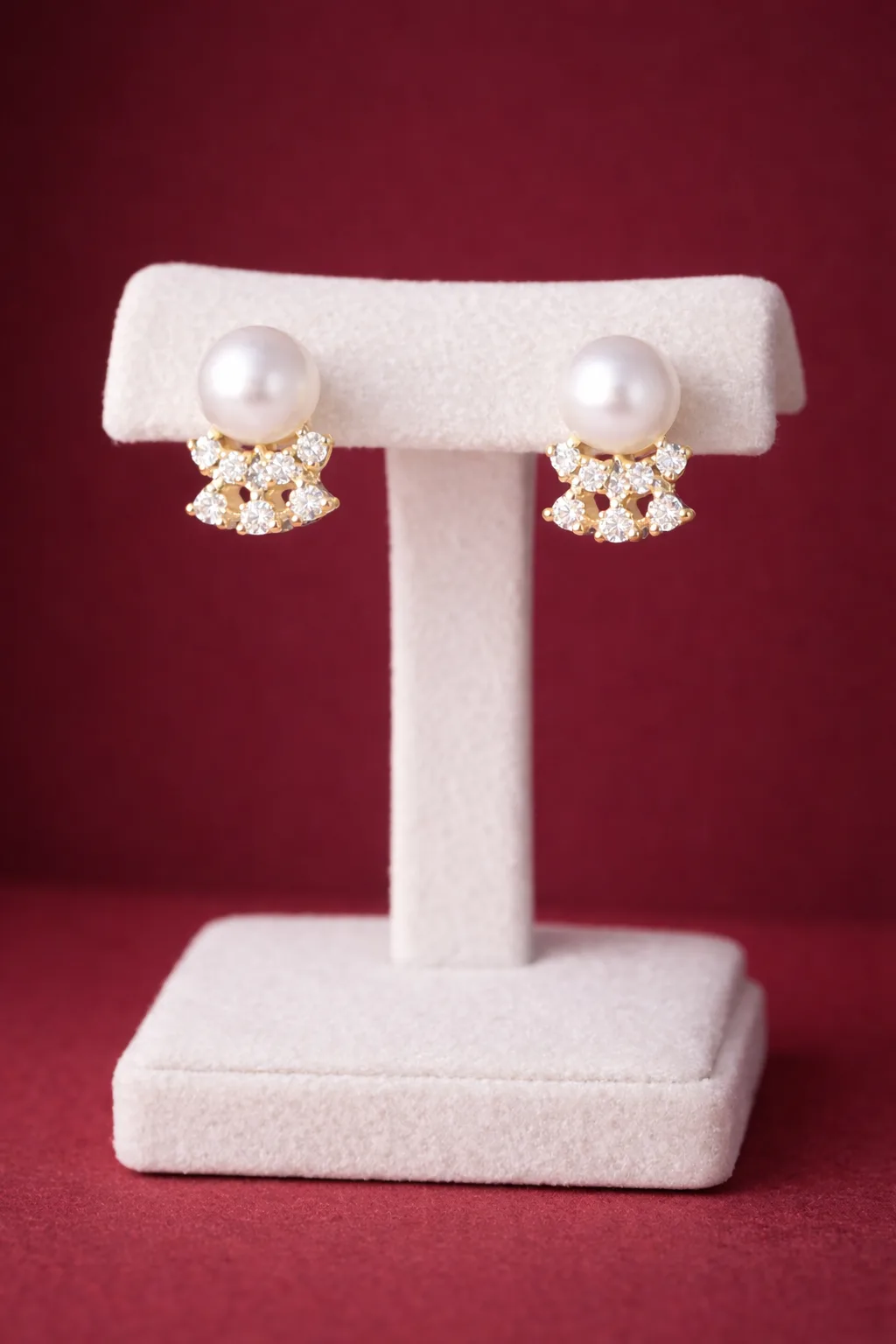 Elegant Pearl Stud Earrings with CZ Stones
