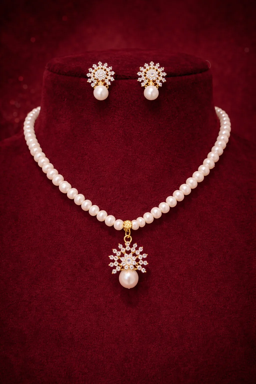 Elegant Pearl Pendant Necklace Set for Women
