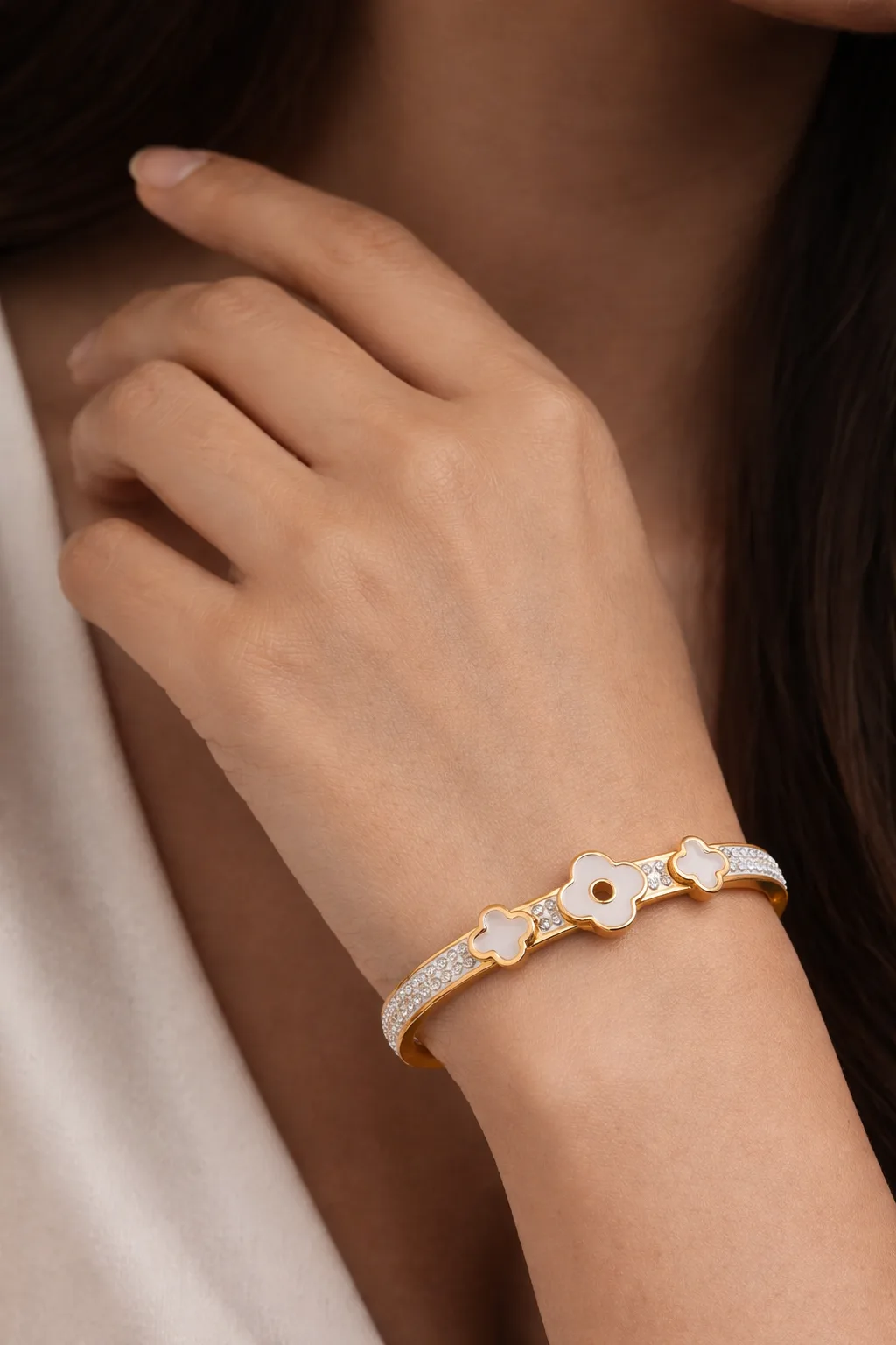 Elegant Gold Plated Floral Bracelet for Women