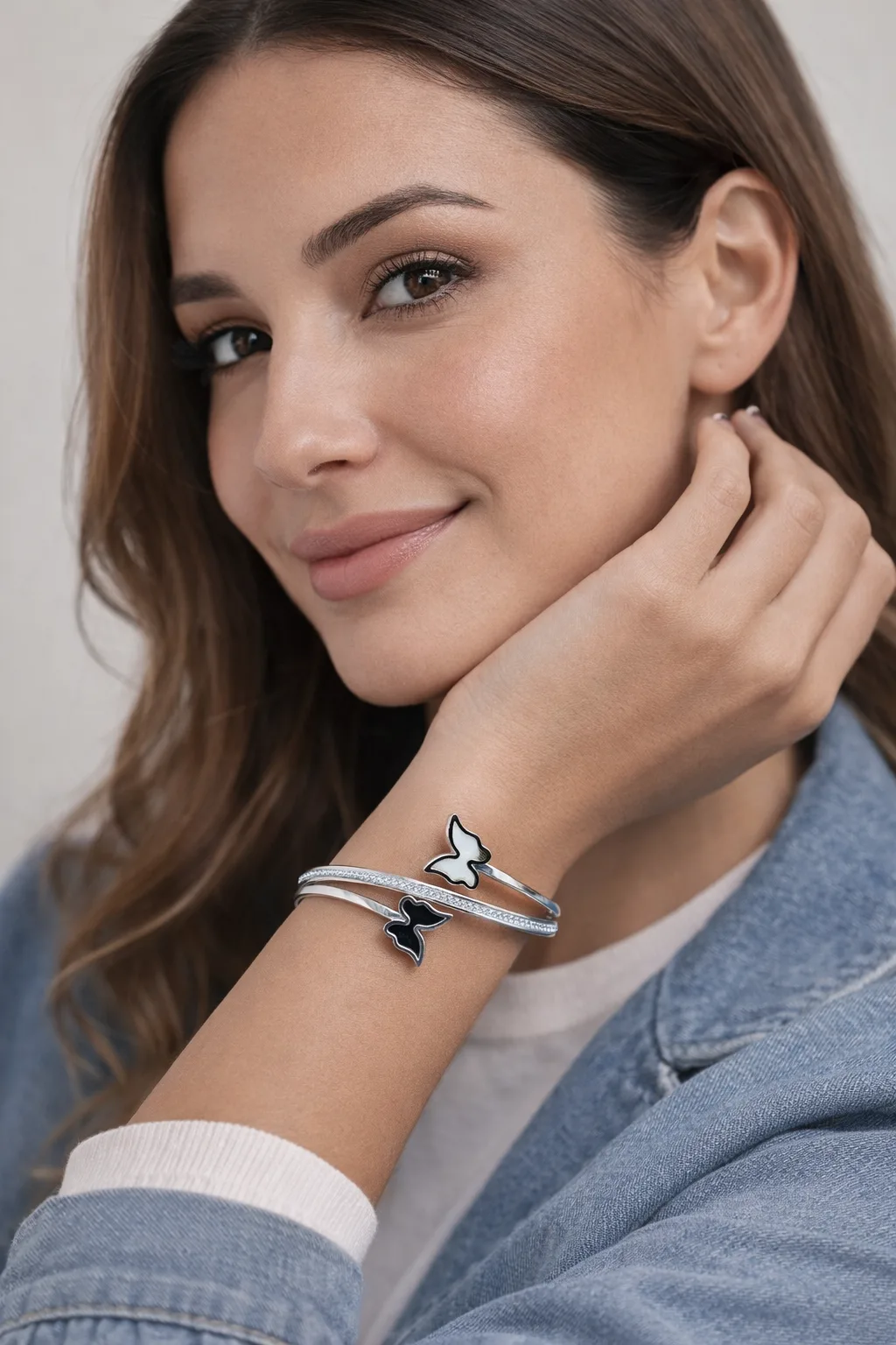 Elegant Silver Butterfly Open Cuff Bracelet for Women |