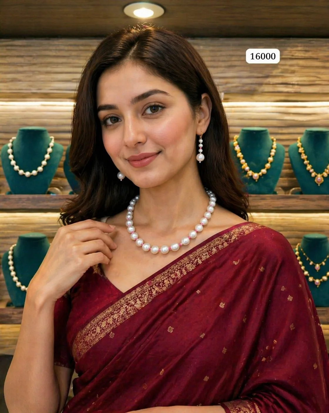 designer-pearl-necklace-set-with-earrings thumbnail 1