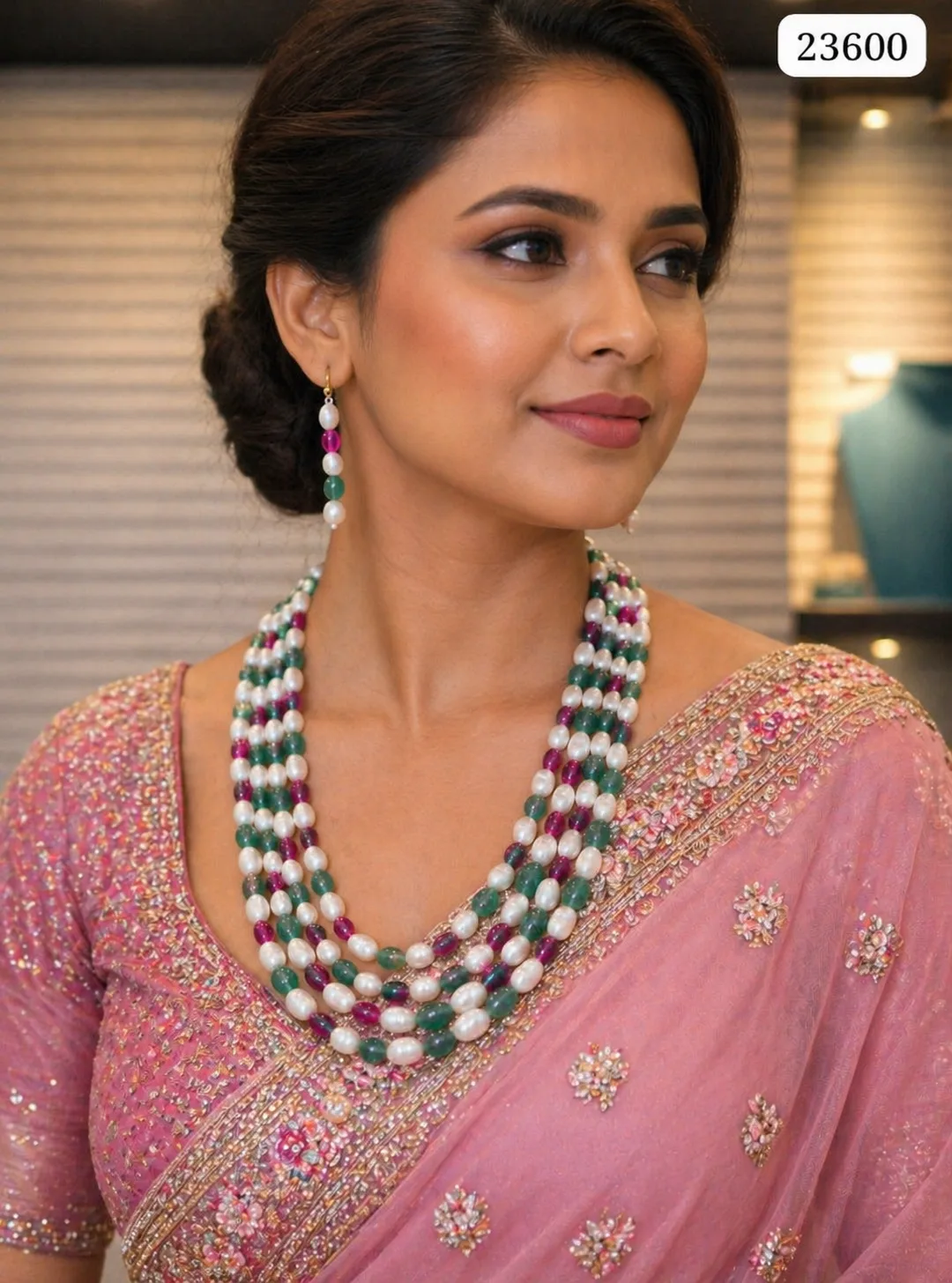 Multi Color Pearl Necklace Set for Women thumbnail 3