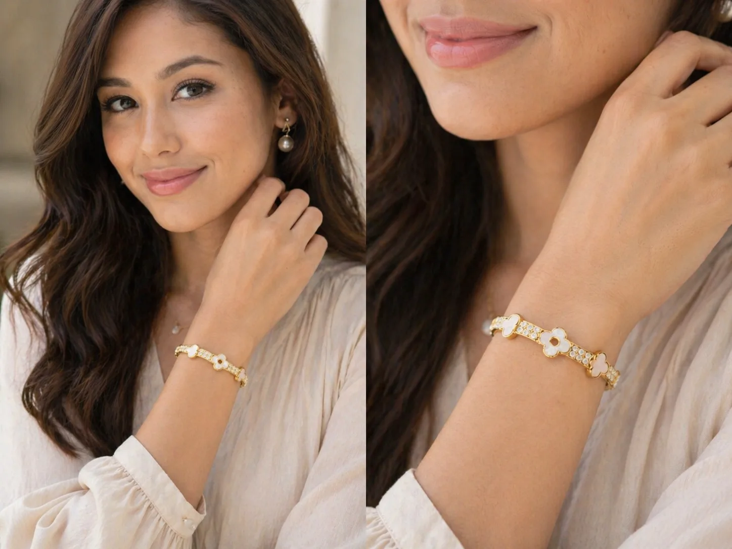 Elegant Gold Plated Floral Bracelet for Women thumbnail 4