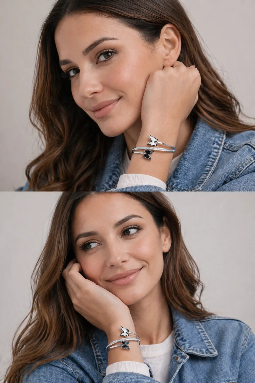 Elegant Silver Butterfly Open Cuff Bracelet for Women thumbnail 4