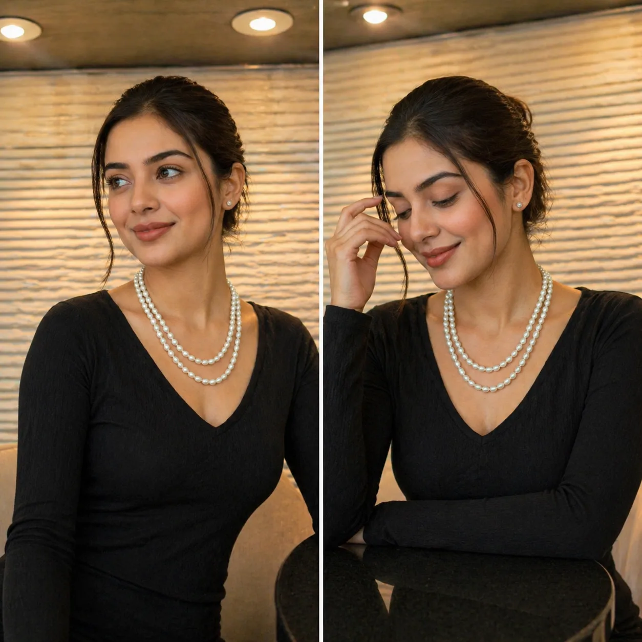 Elegant Double Layer Pearl Necklace for Women thumbnail 4