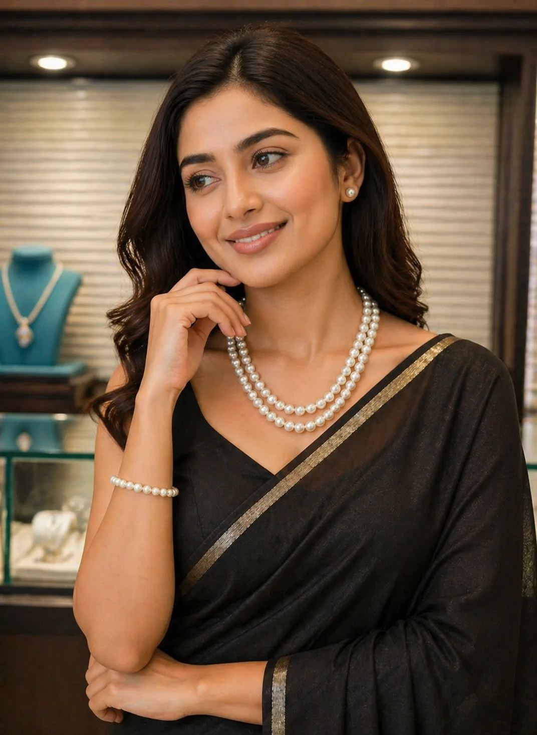 Elegant Double Layer Pearl Necklace for Women thumbnail 3