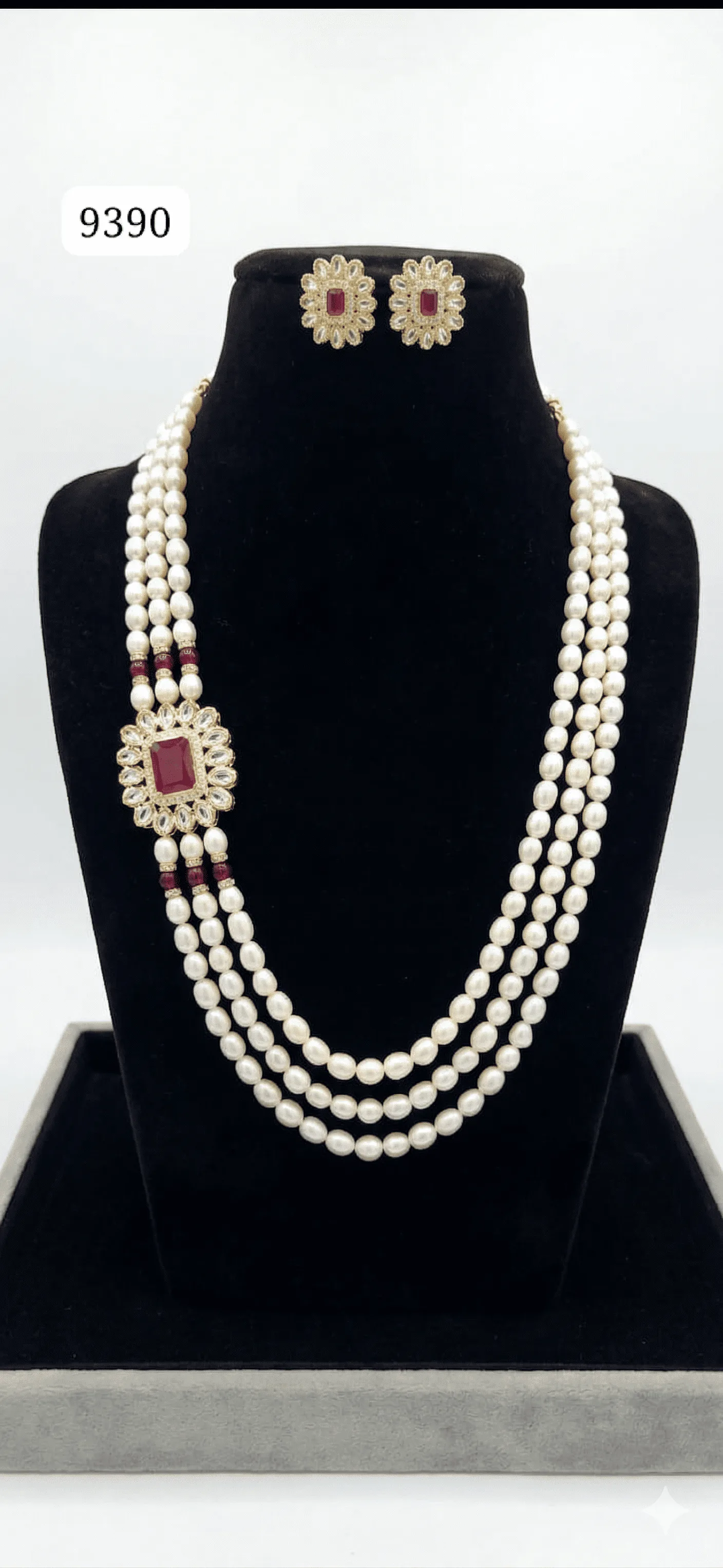 Royal Multi-Layer Pearl Necklace Set with Designer Pendant