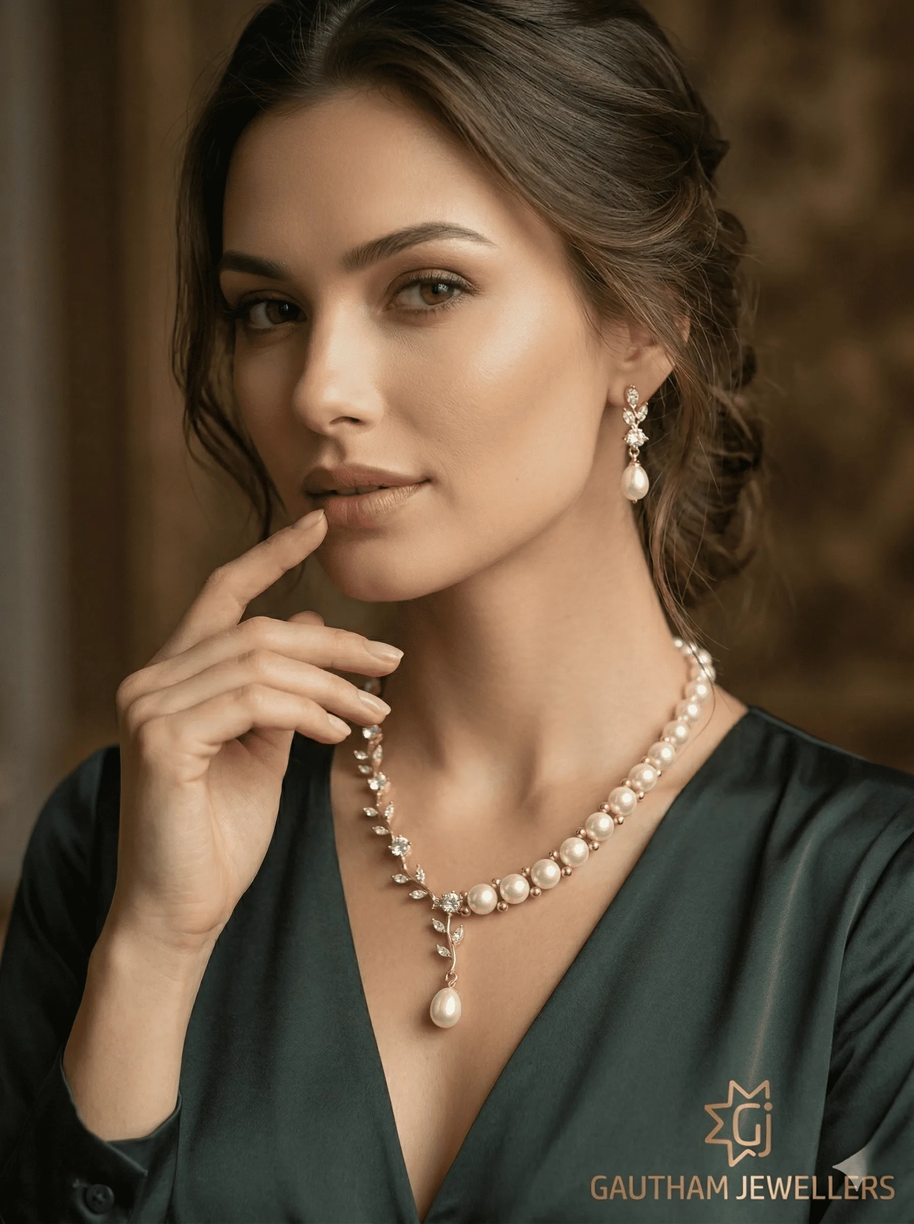 Elegant Pearl Drop Necklace Set with Designer Pendant