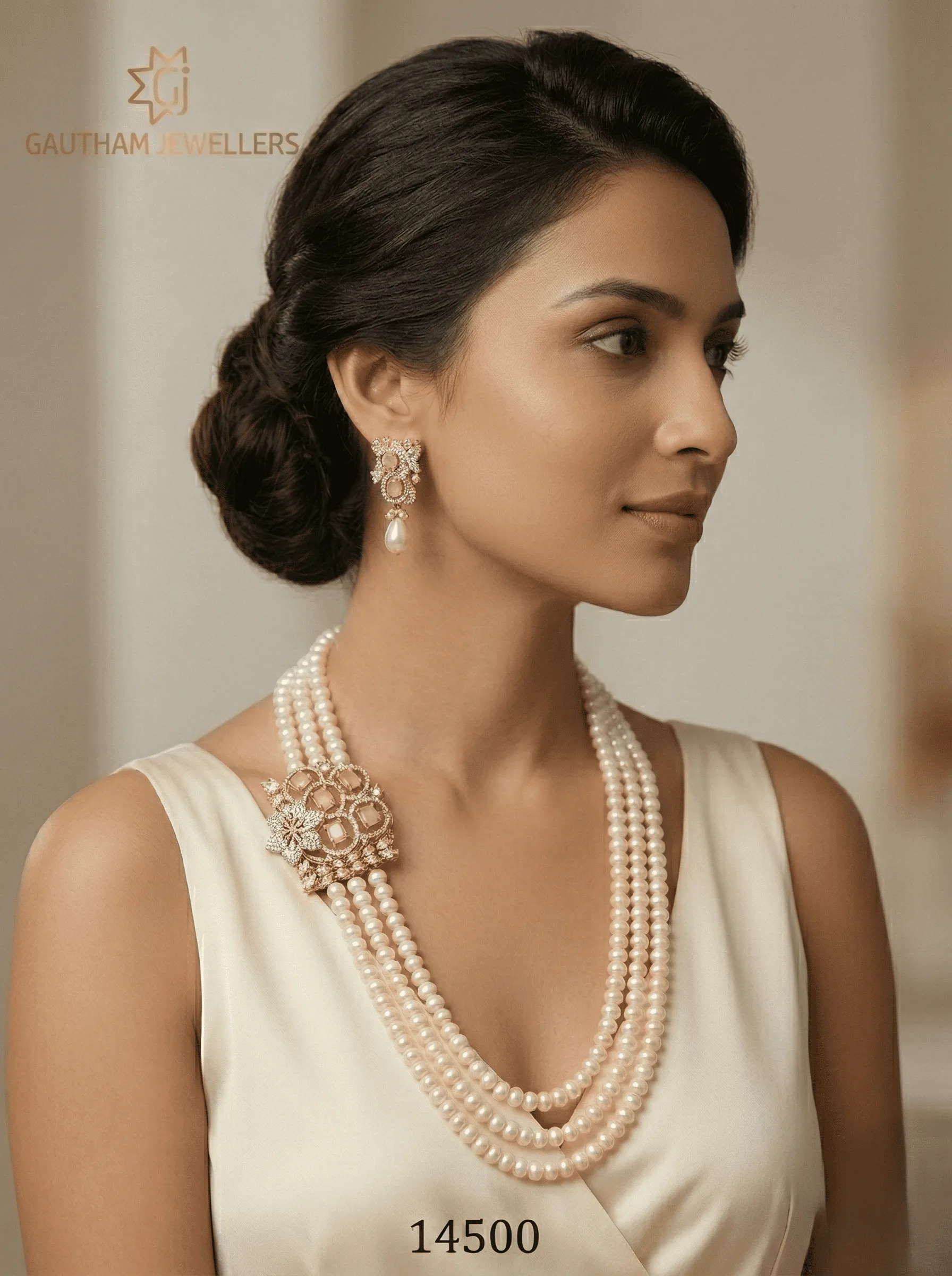 Luxury Multi-Layer Pearl Necklace Set with Designer Brooch Pendant