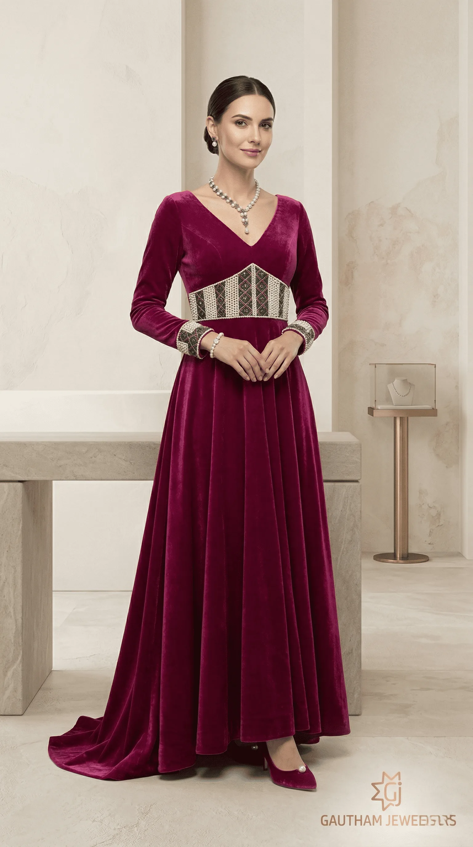 Elegant Pearl Necklace Set with Drop Pendant | Minimal Bridal & Party Wear Jewellery thumbnail 1