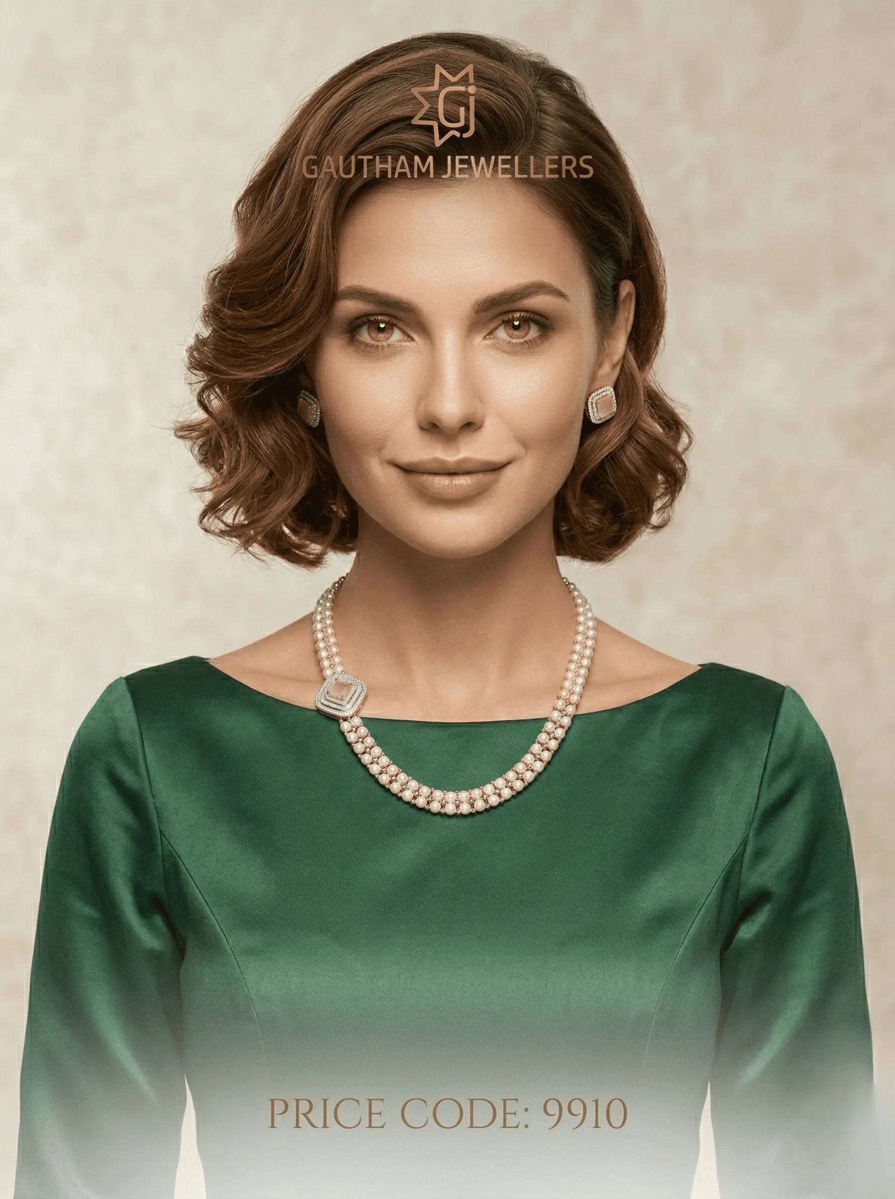 Elegant Double Layer Pearl Necklace Set with Designer Side Clasp | Minimal Party & Office Wear Jewellery thumbnail 1