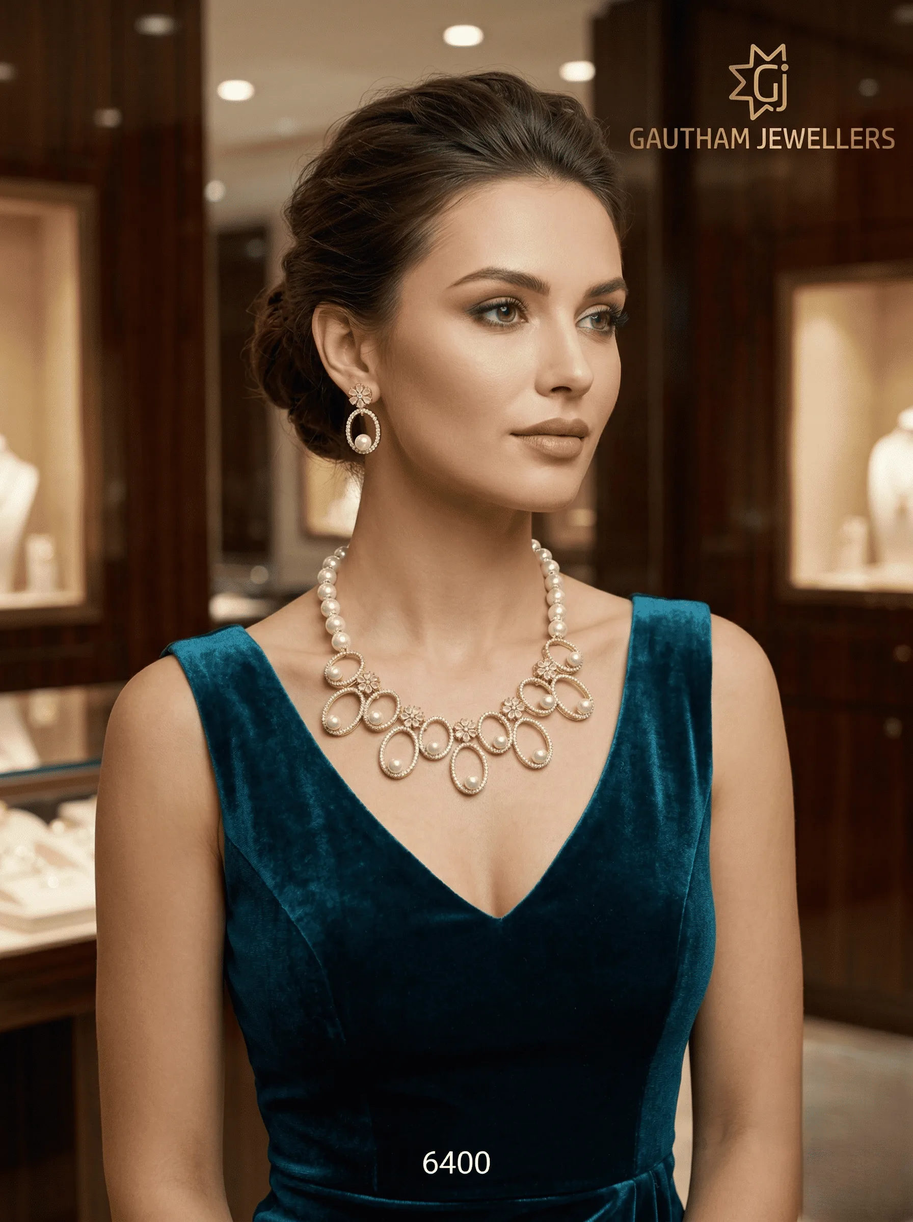 Designer Pearl Necklace Set with Oval Motif Detailing | Elegant Party & Evening Wear Jewellery