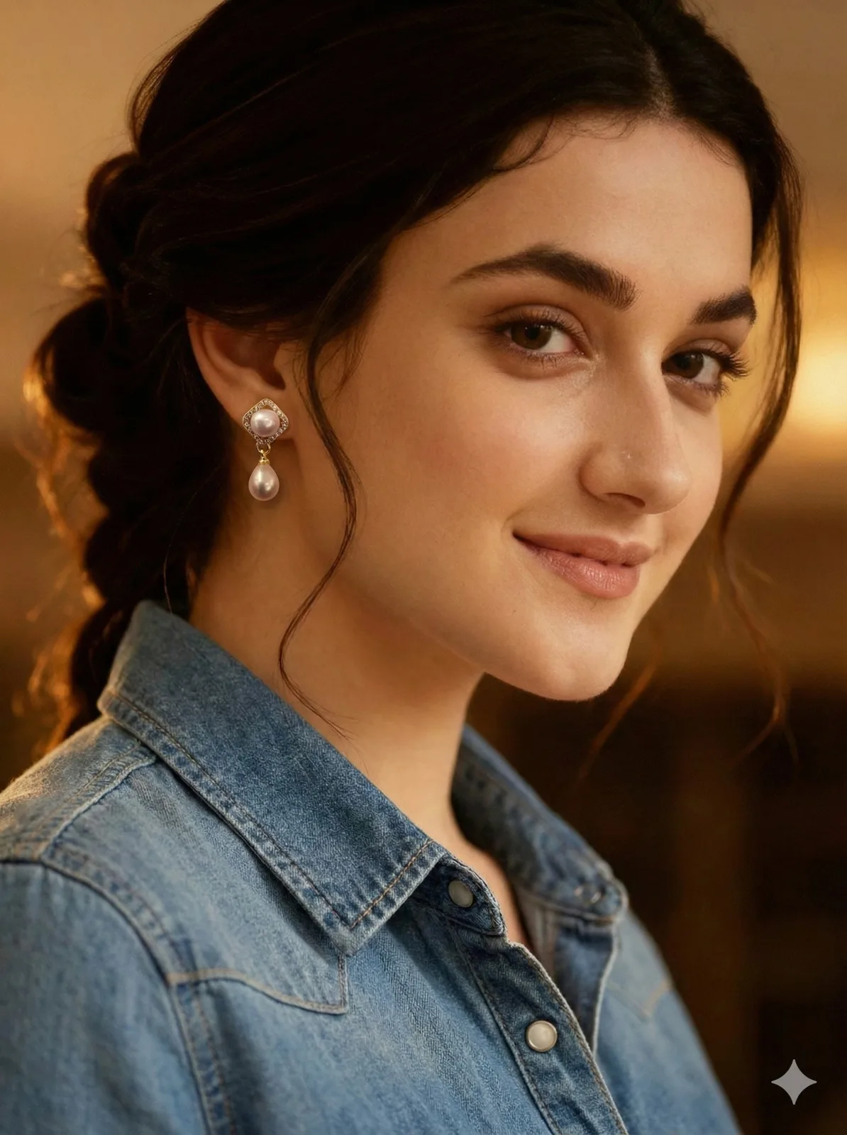 pink pearl drop earring