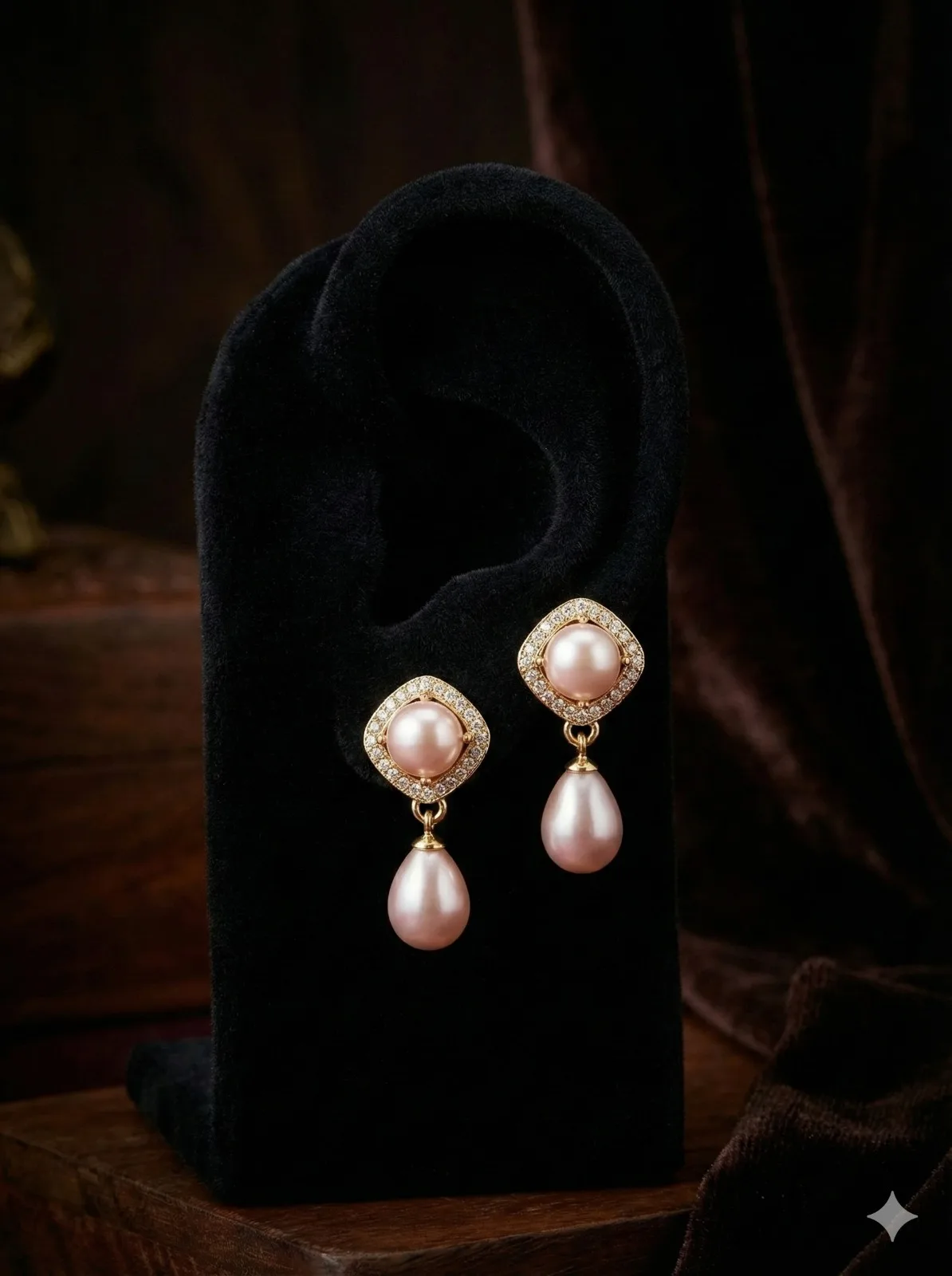 pink pearl drop earring