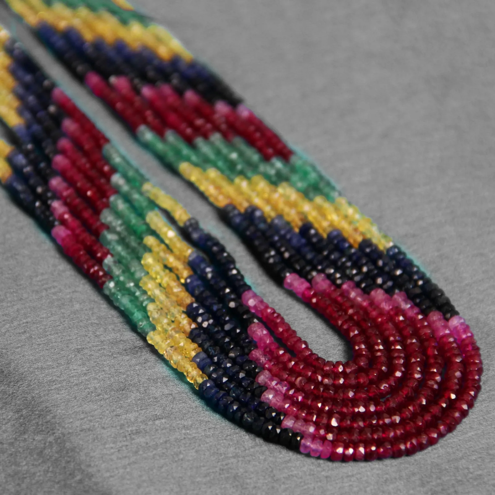 Multi Sapphire Beads Necklace – Multi-Color Long Layered Sapphire Mala