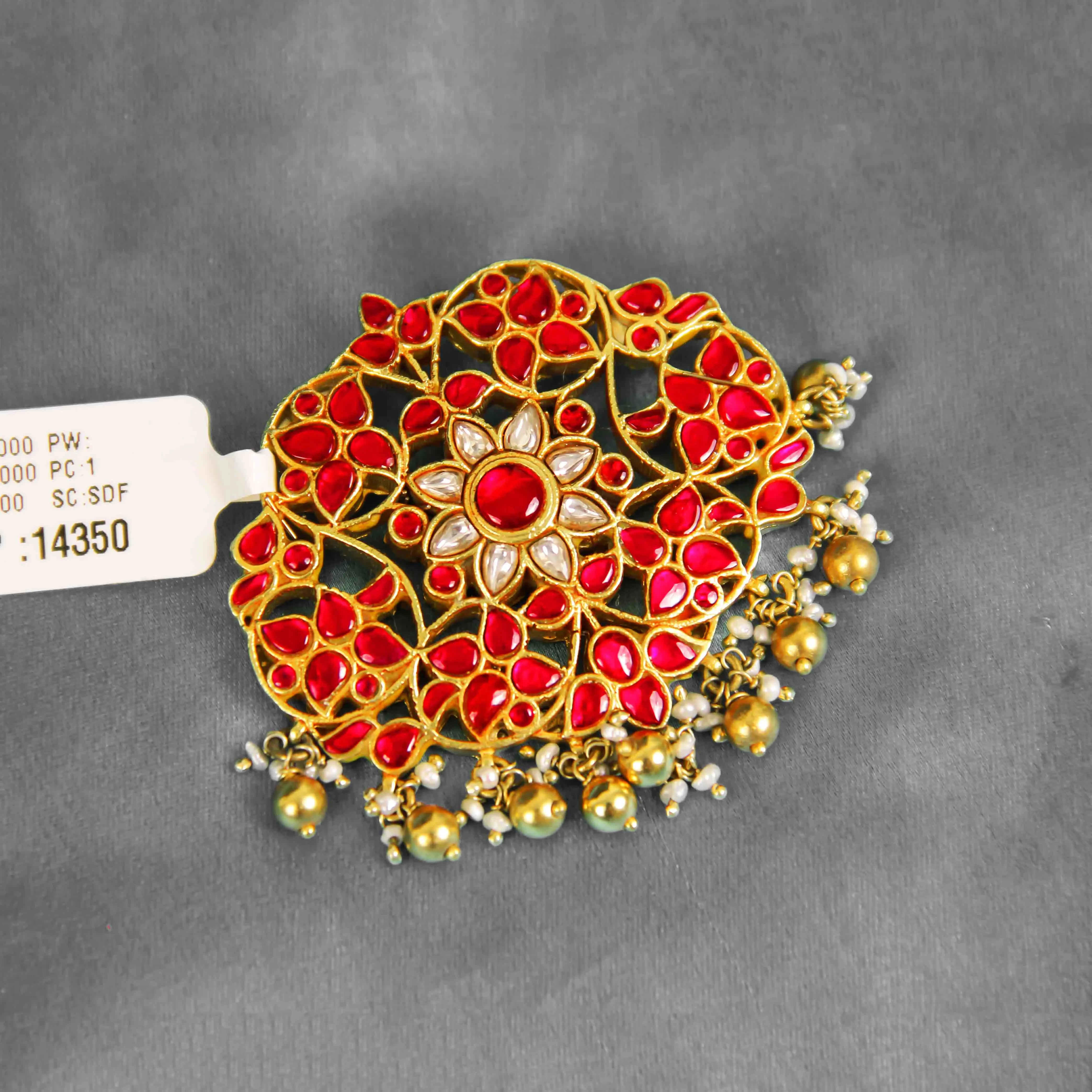 Ruby Floral Kundan Brooch