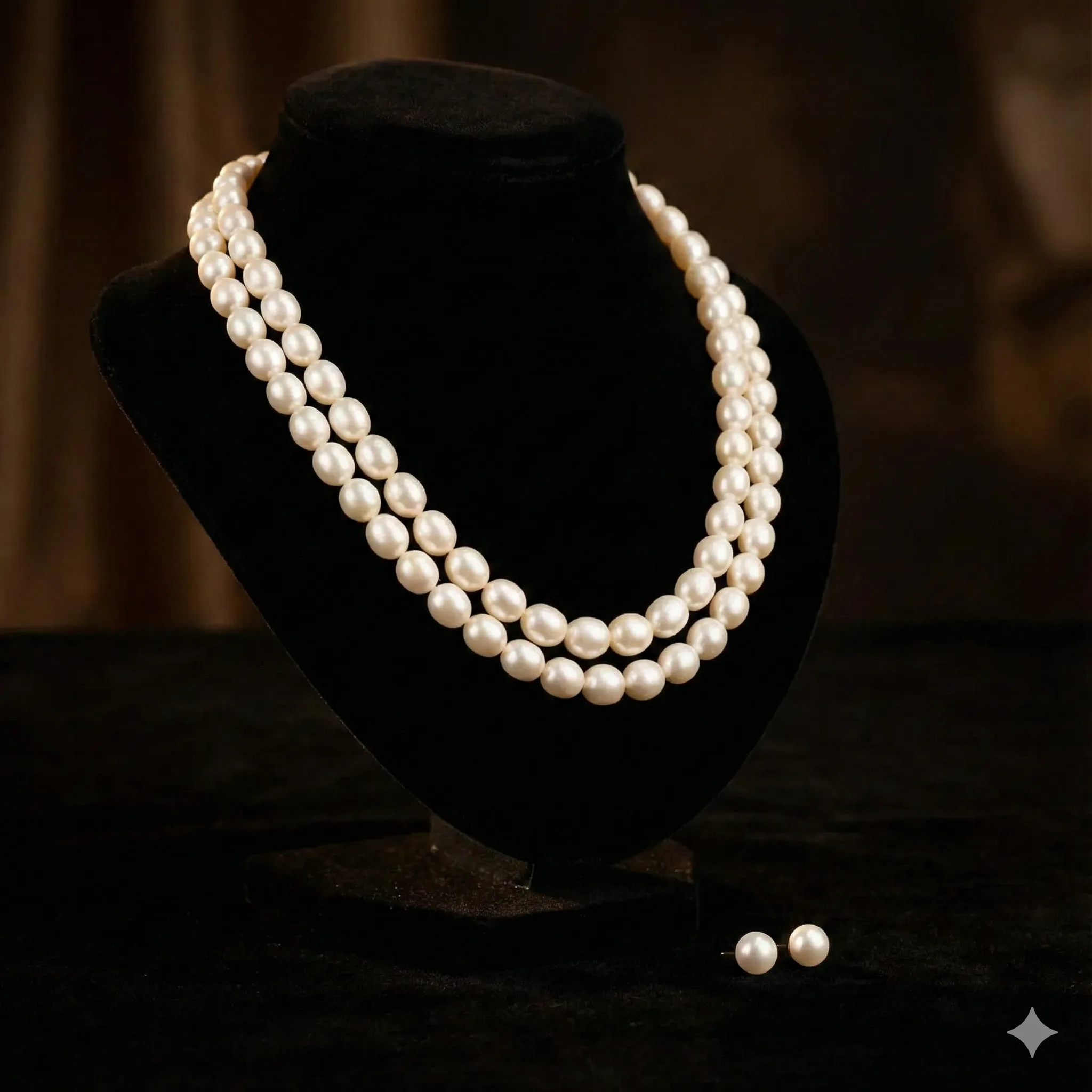 Double White Pearl Necklace