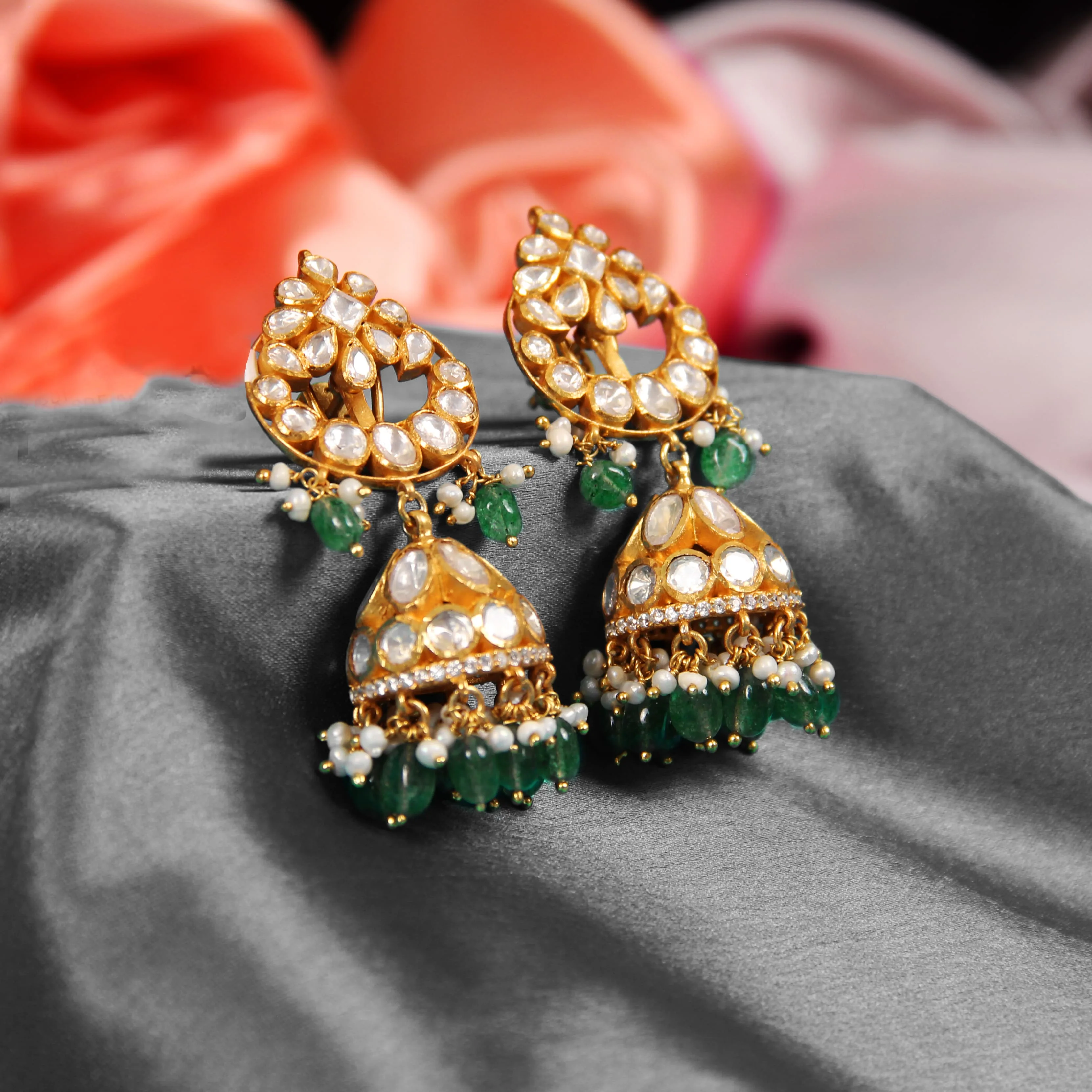 Royal Moissanite  Jhumka Earrings in 925 Silver