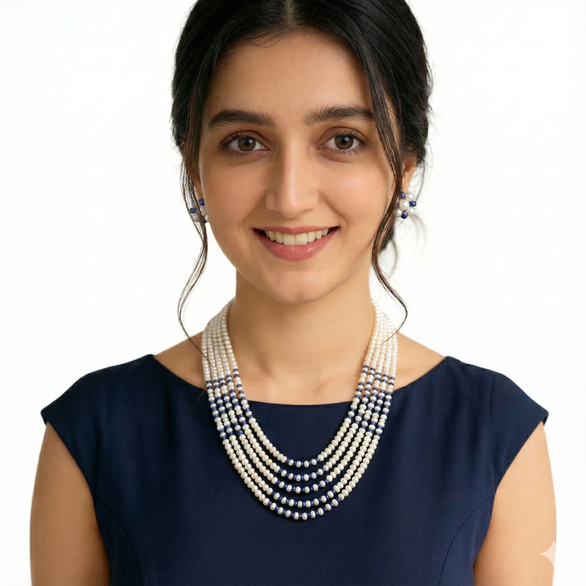 Blue Accented Pearl Necklace