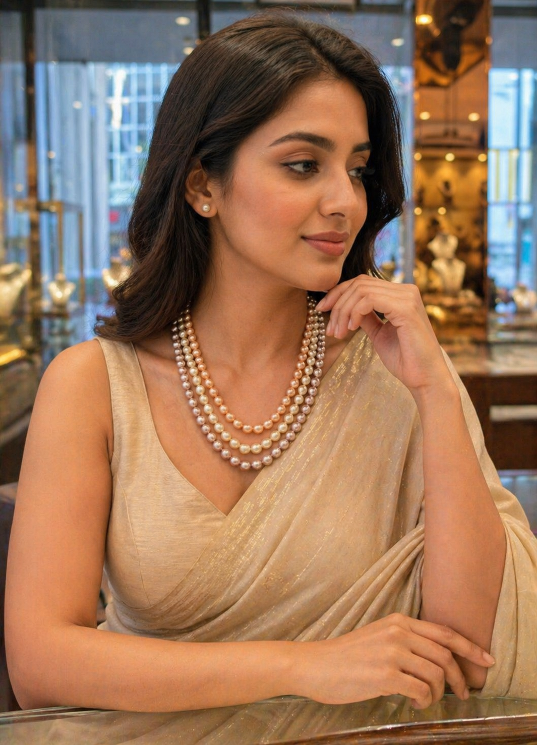 Elegant 3-Strand Freshwater Pearl Necklace thumbnail 5