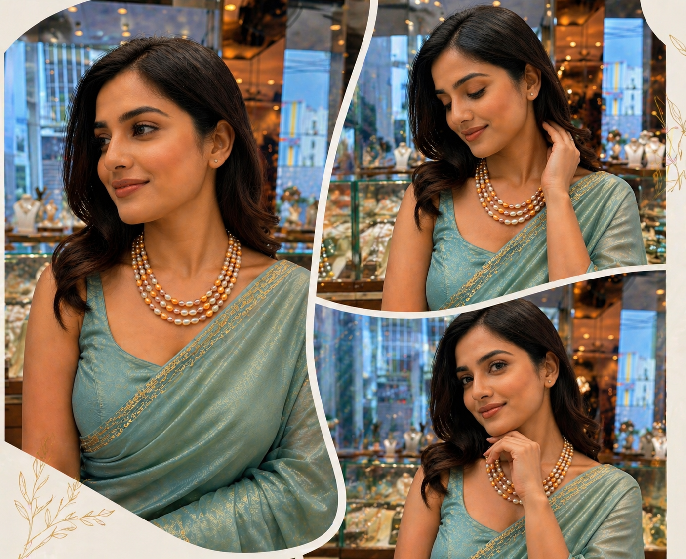 Multi-Color Layered Pearl Necklace Set thumbnail 5