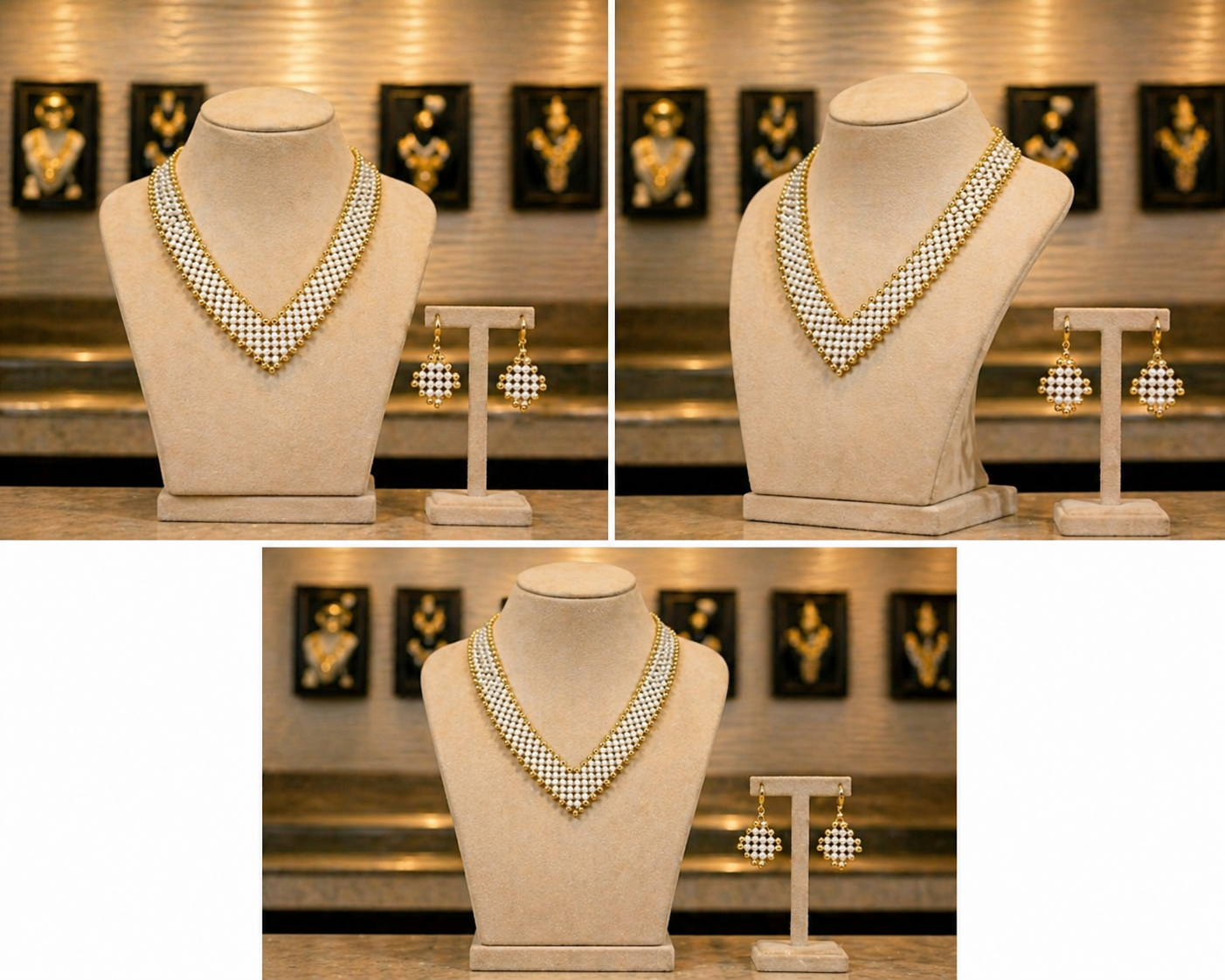 Classic White Layered Pearl Necklace Set thumbnail 2