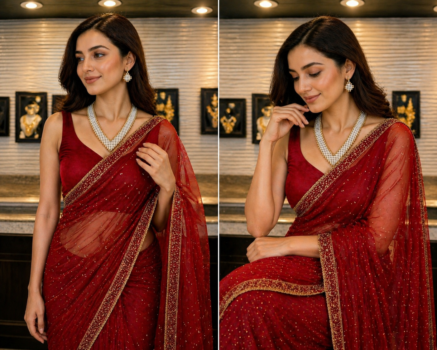 Classic White Layered Pearl Necklace Set thumbnail 3