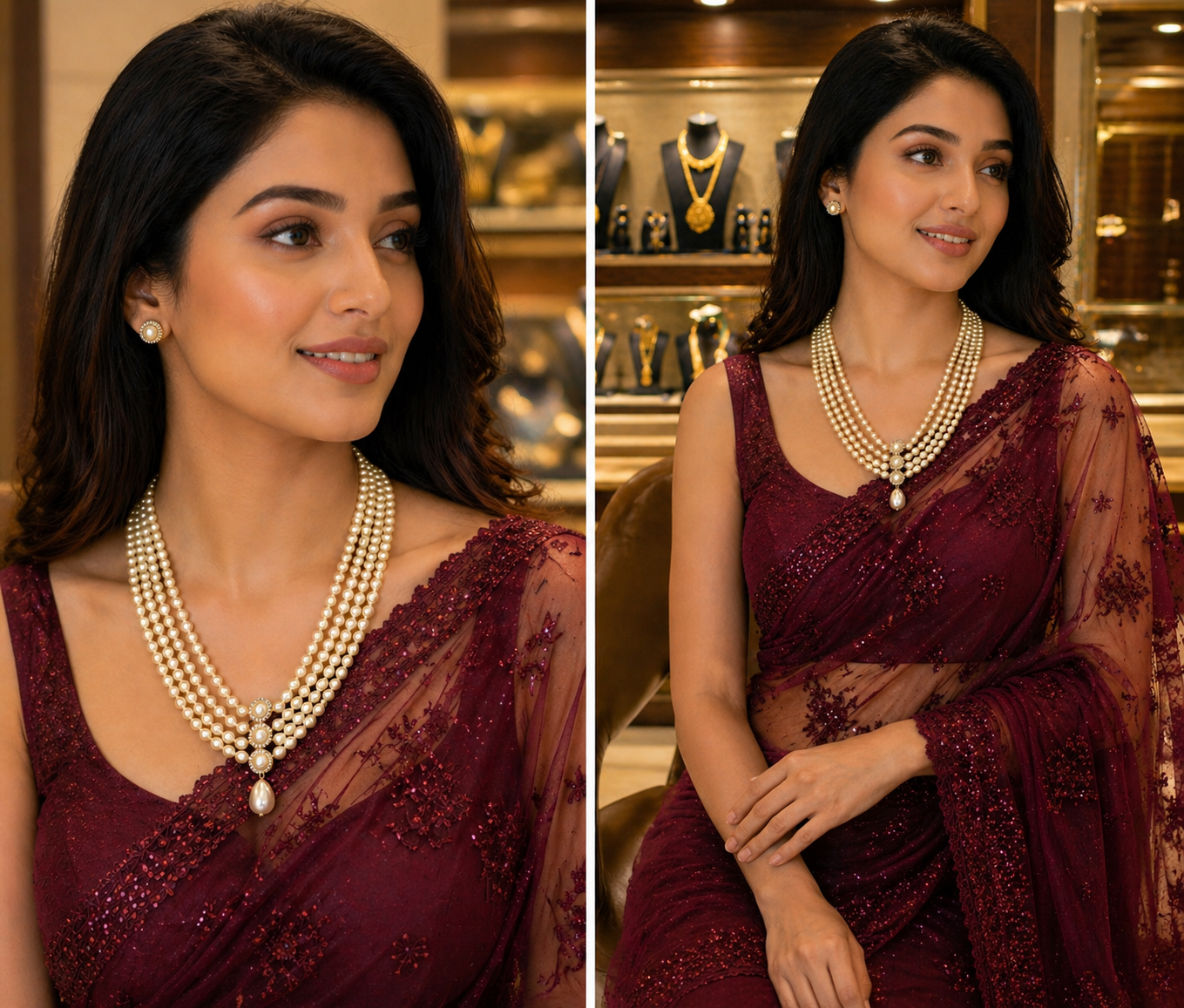 Luxury Multi-Layer Pearl Necklace Set with Earrings thumbnail 3