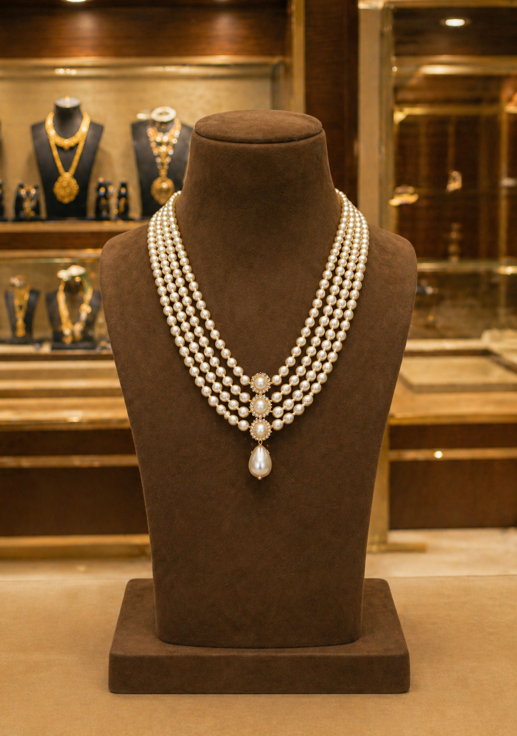 Luxury Multi-Layer Pearl Necklace Set with Earrings thumbnail 2