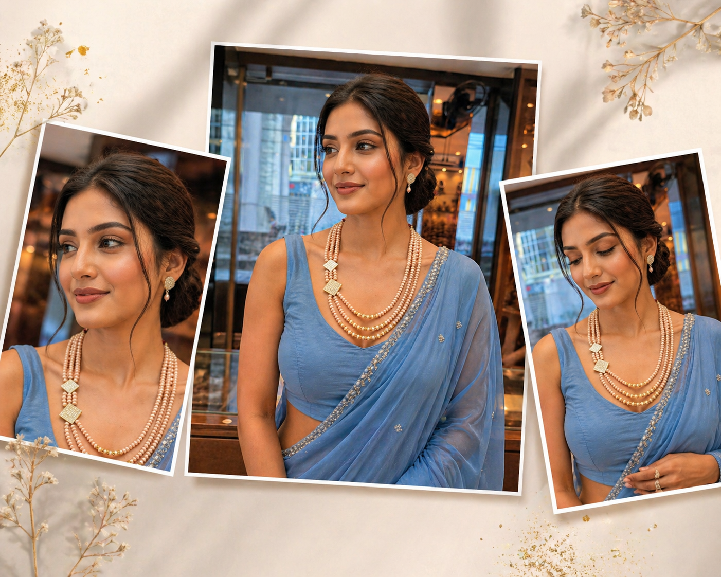 Luxury Multi-Layer Pearl Necklace Set with Earrings for Women thumbnail 3