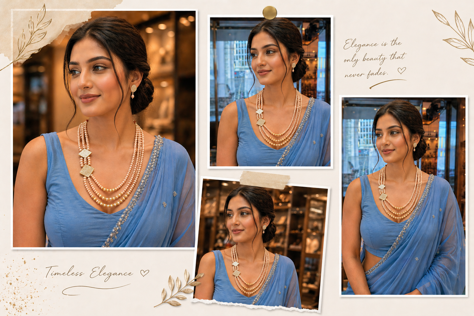 Luxury Multi-Layer Pearl Necklace Set with Earrings for Women thumbnail 5