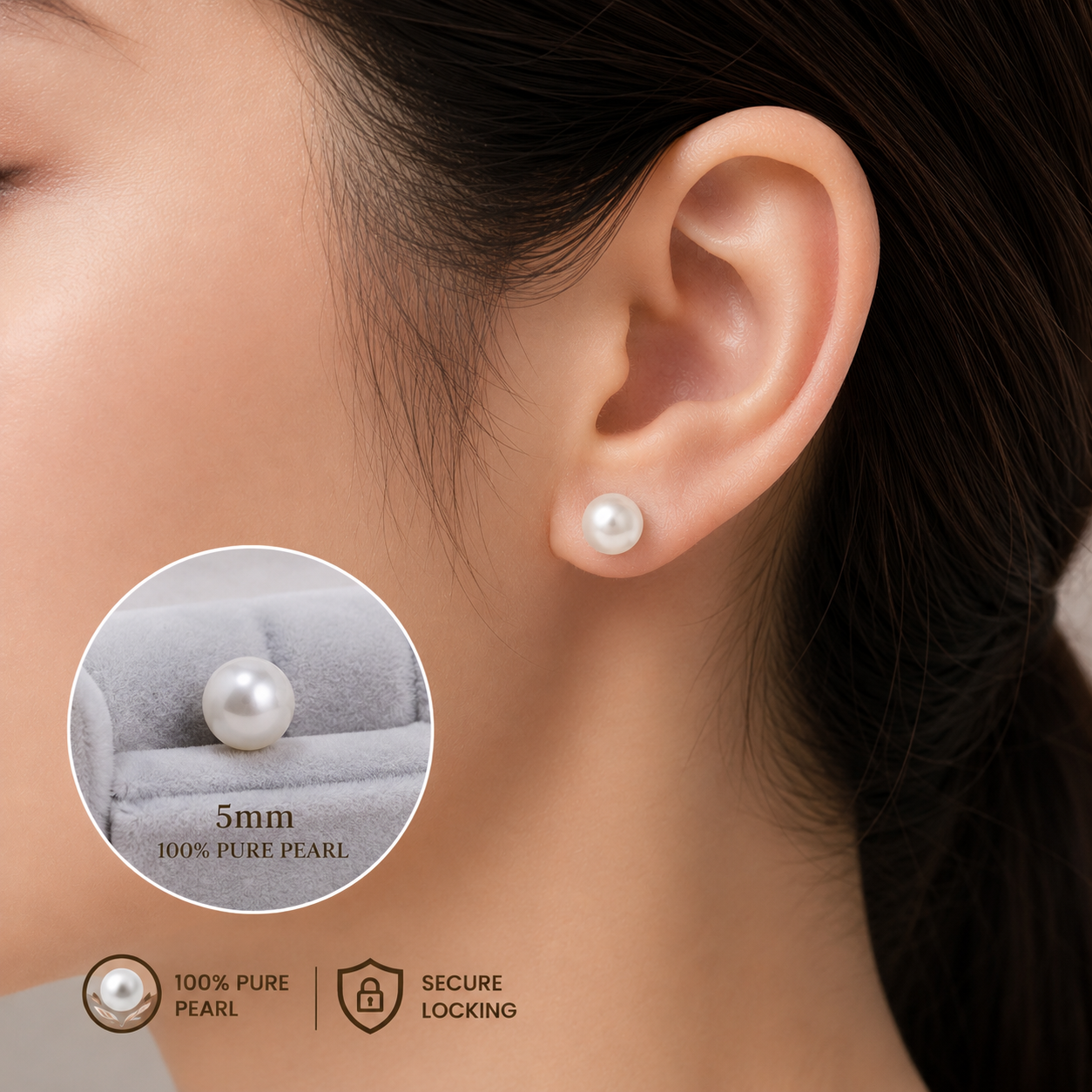 Gautham Jewellers 100% Pure Pearl Stud Earrings Set thumbnail 6