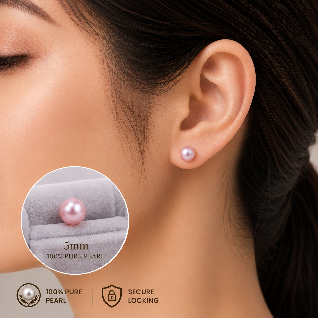 Gautham Jewellers 100% Pure Pearl Stud Earrings Set thumbnail 4