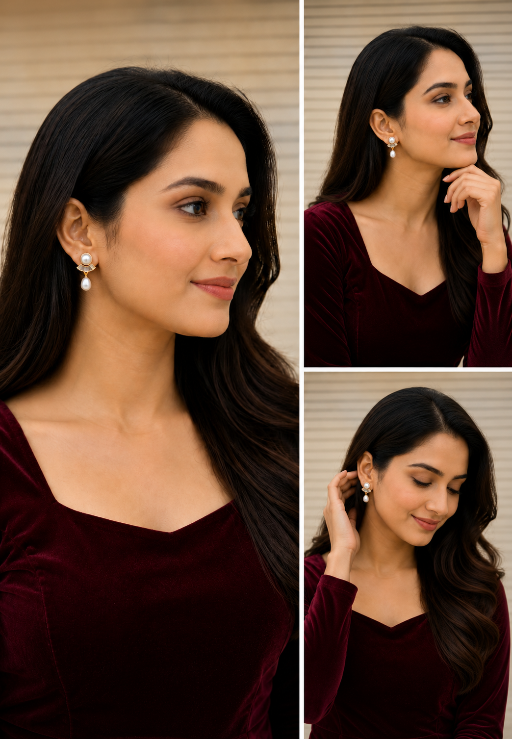 Elegant Pearl Drop Earrings with Gold Finish thumbnail 4