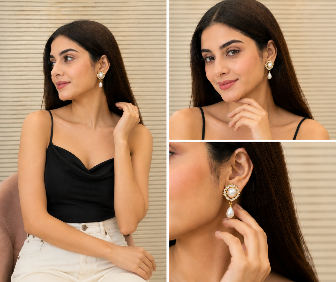 Elegant Pearl Drop Earrings for Women thumbnail 2