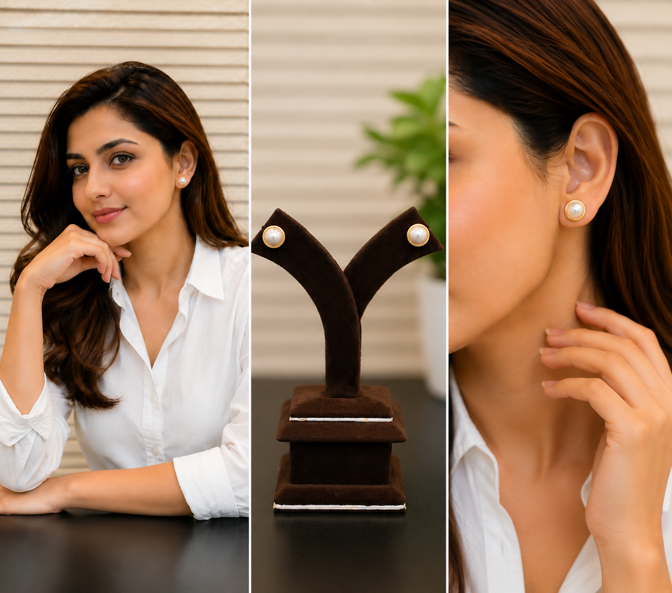 Classic Pearl Stud Earrings for Women thumbnail 2