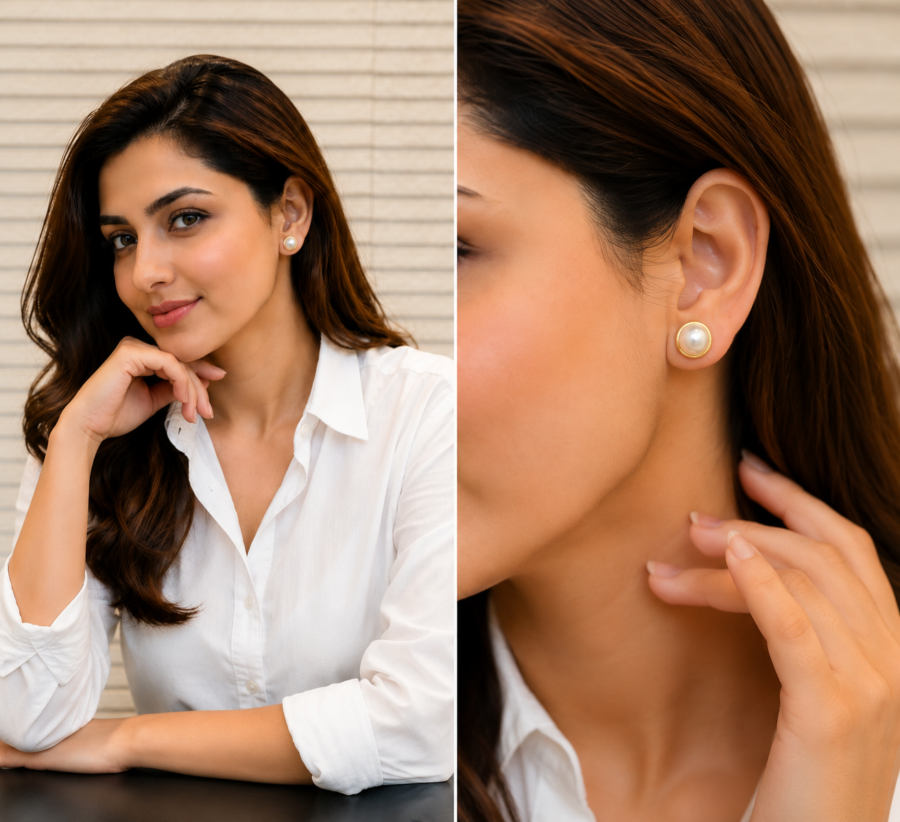 Classic Pearl Stud Earrings for Women thumbnail 4