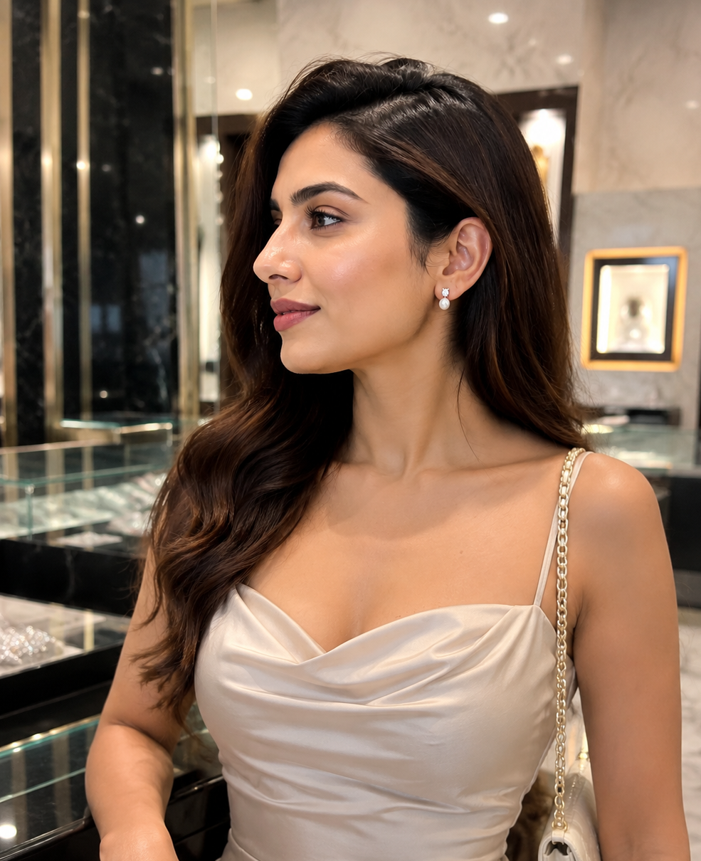 Elegant Pearl Stud Drop Earrings for Women