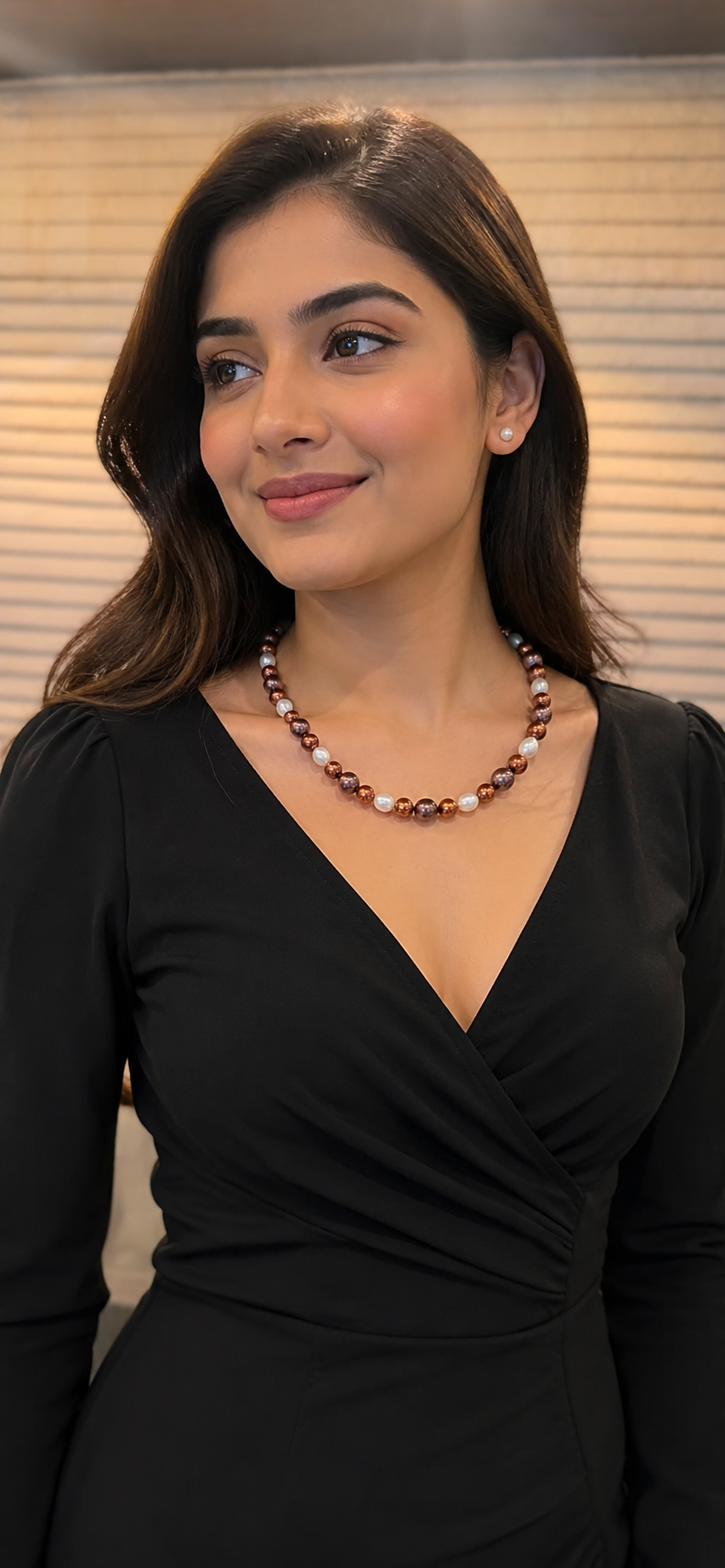 Brown & White Pearl Necklace for Women | Elegant Pearl Jewellery