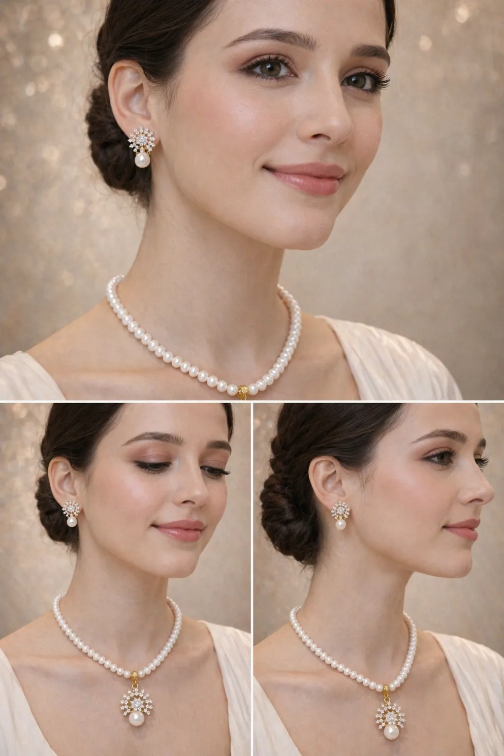 Elegant Pearl Pendant Necklace Set for Women thumbnail 2