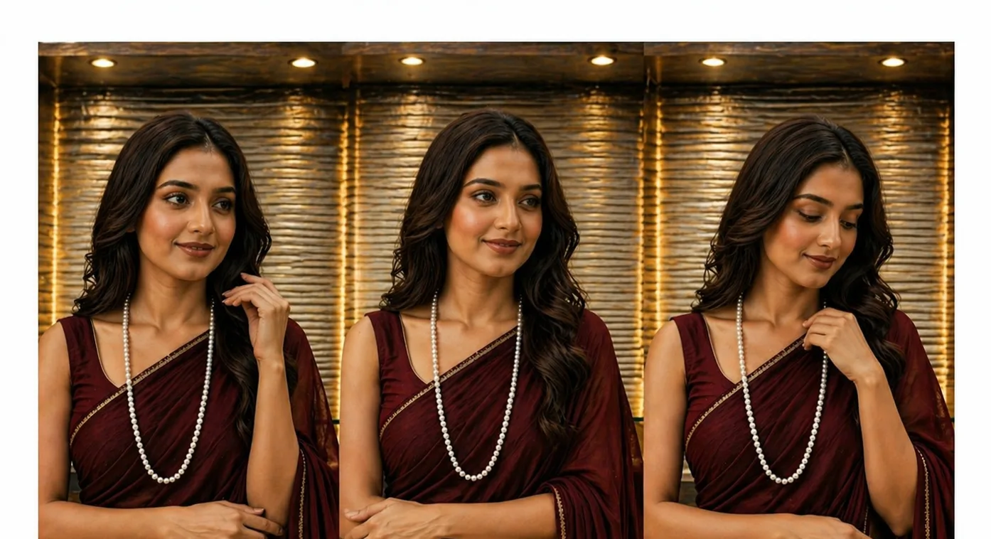 Long White Pearl Necklace for Women thumbnail 4