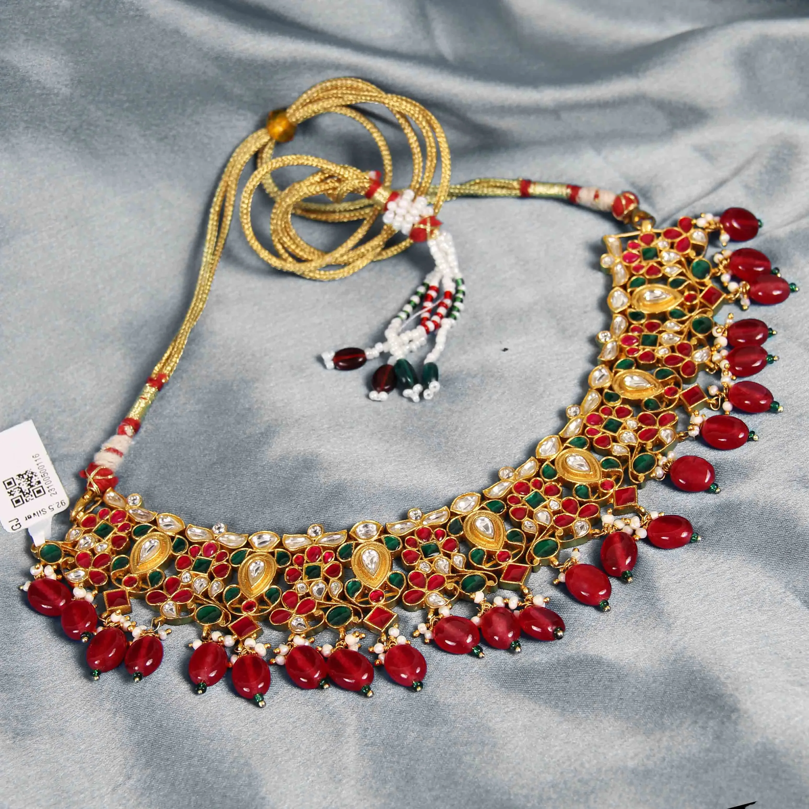 Ruby & Green Kundan Gold Plated Choker Necklace