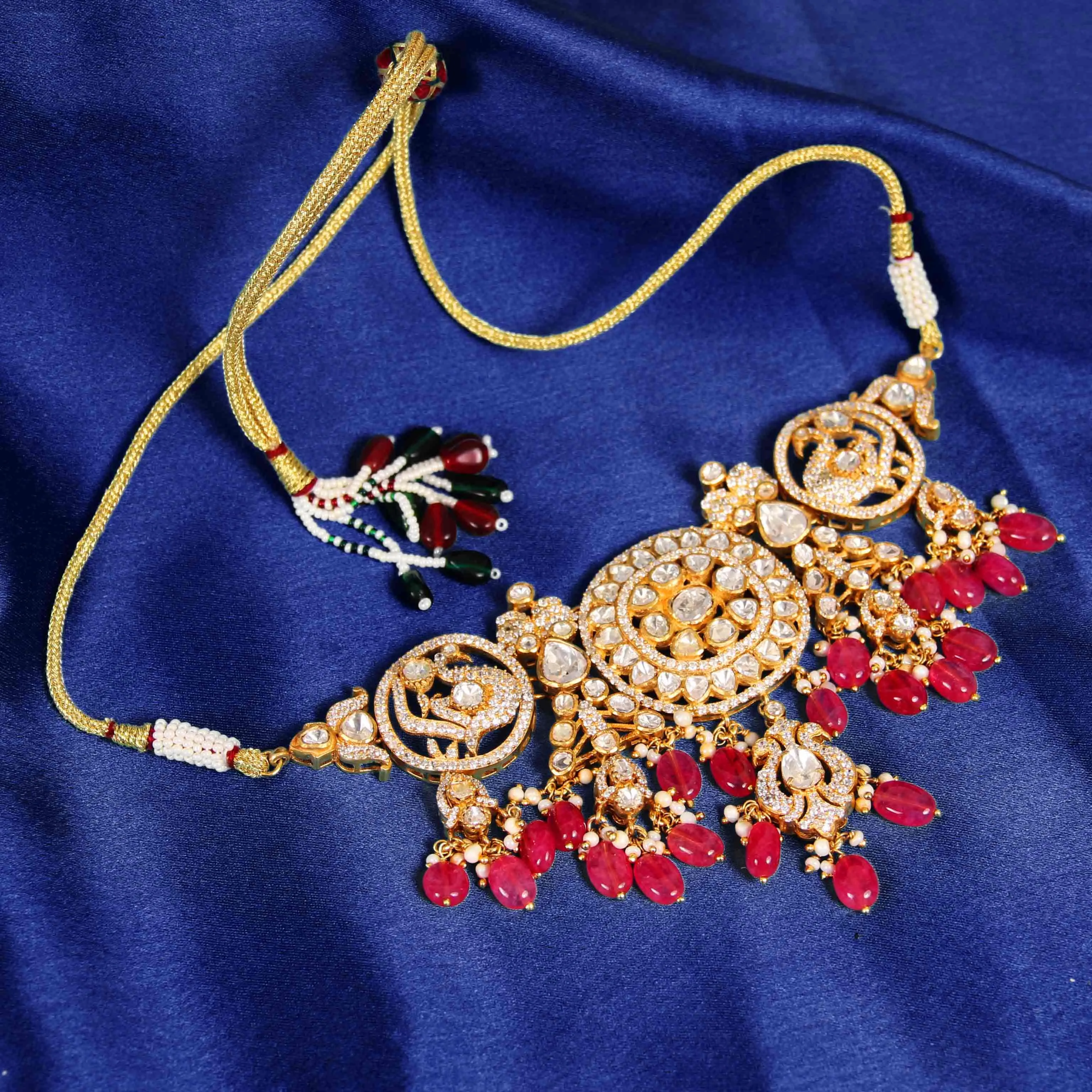 Luxury Polki Kundan Choker Necklace with Ruby Drops | Bridal Wedding Jewelry