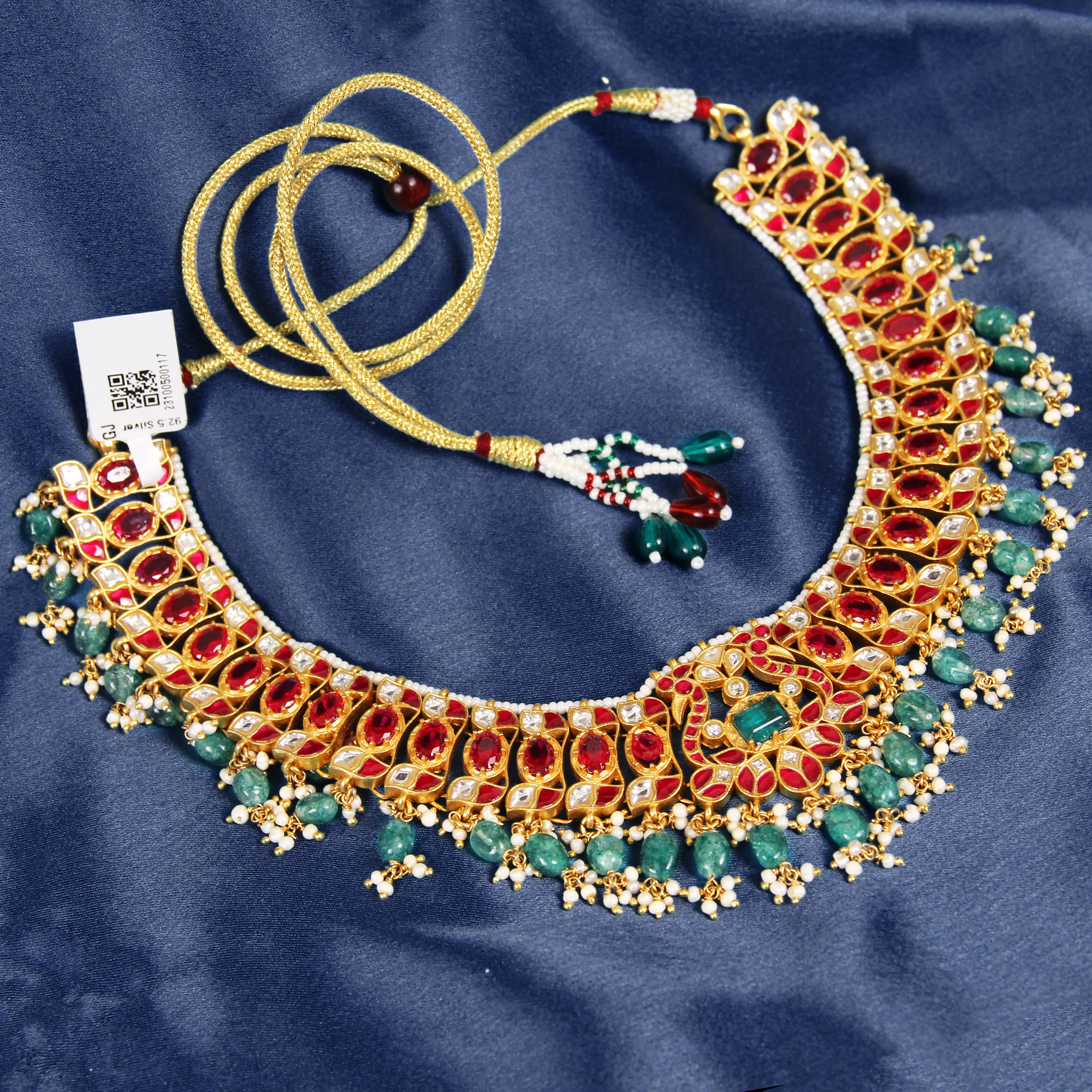 Luxury Kundan Choker Necklace with Emerald Drops | Bridal Wedding Jewelry India